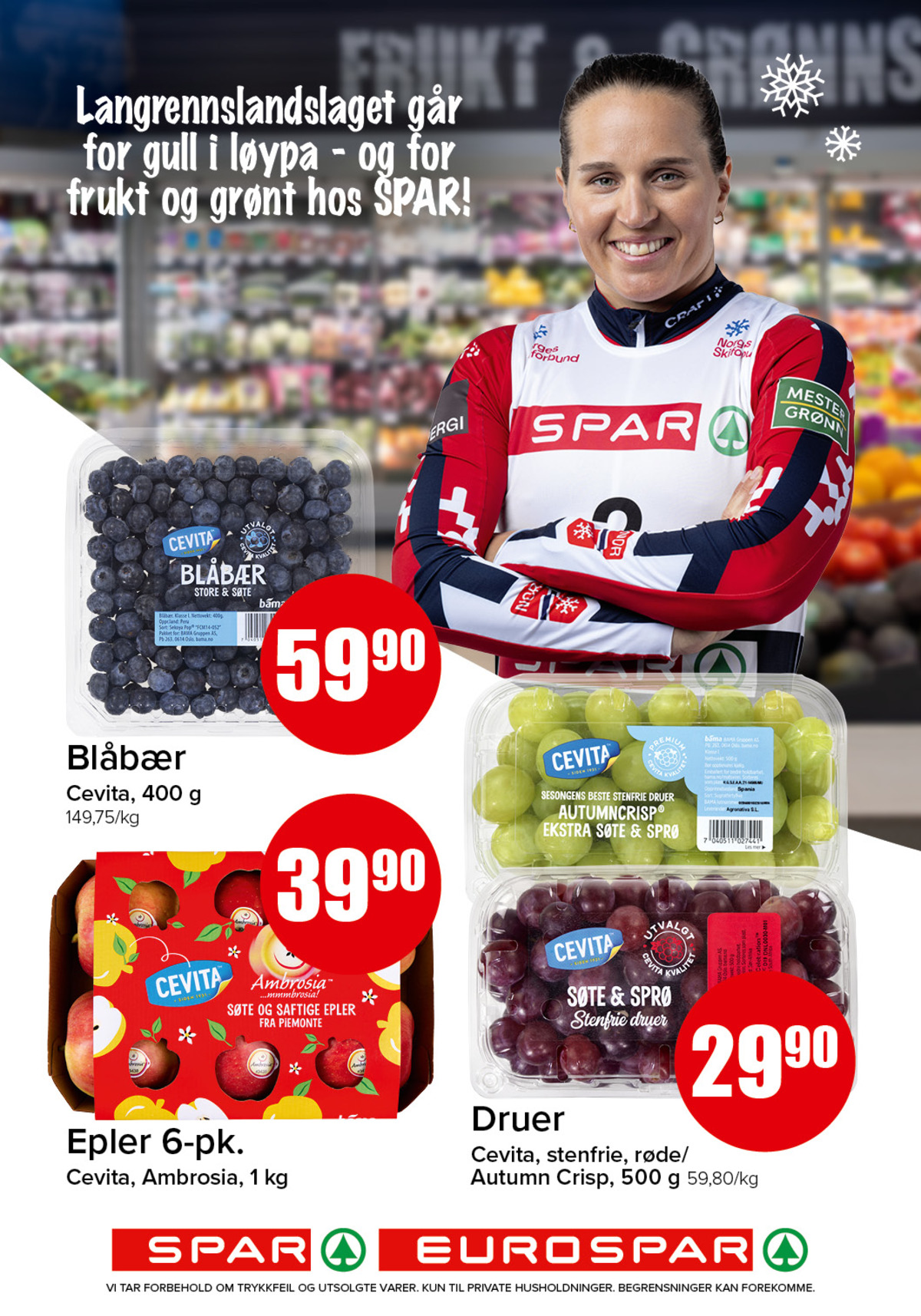 Se Spar - Eurospar kundeavis for uke 1 på Tilbudsuken.no. Se gode tilbud på mange varer, f.eks. blåbær cevita eller druer cevita. Les kundeavisen her! Side 6