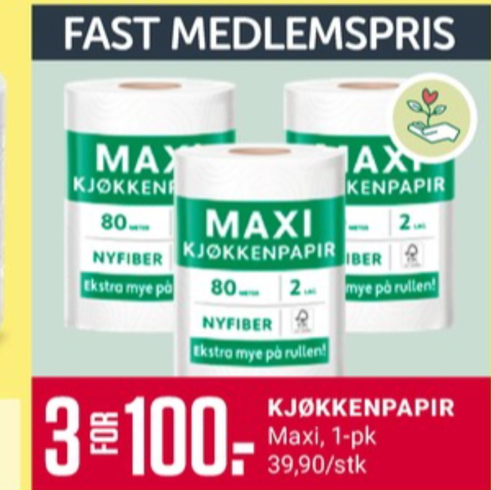 Tilbud og prissammenligning på Maxi, , Tørkerull 1.000 stk 3 Pakke kr100.00 i Europris kundeavis