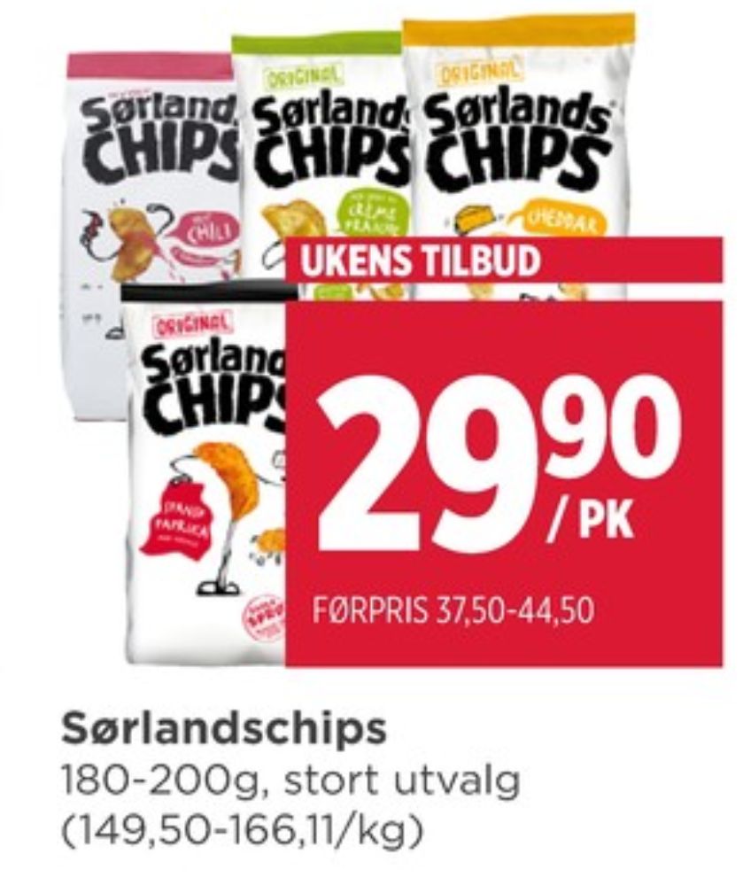 Sørlandschips Original, Chips Heit Chili & Rømme