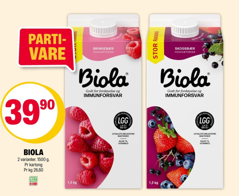 Biola, Syrnet melk Bringebær