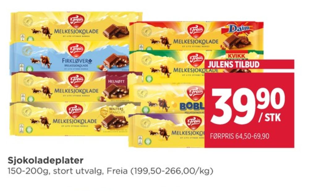 Freia Melkesjokolade, Sjokoladeplate
