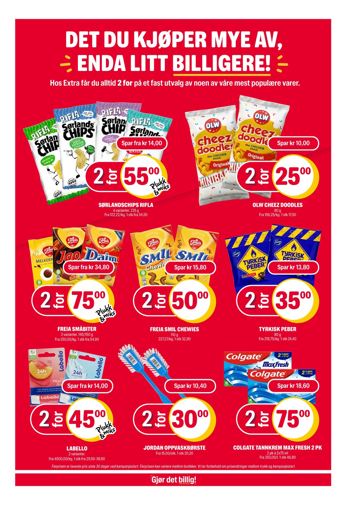 Se Coop Extra kundeavis for uke 49 på Tilbudsuken.no. Se gode tilbud på mange varer, f.eks. cheez doodles olw eller chips grønn paprika & yoghurt rifla. Les kundeavisen her! Side 23