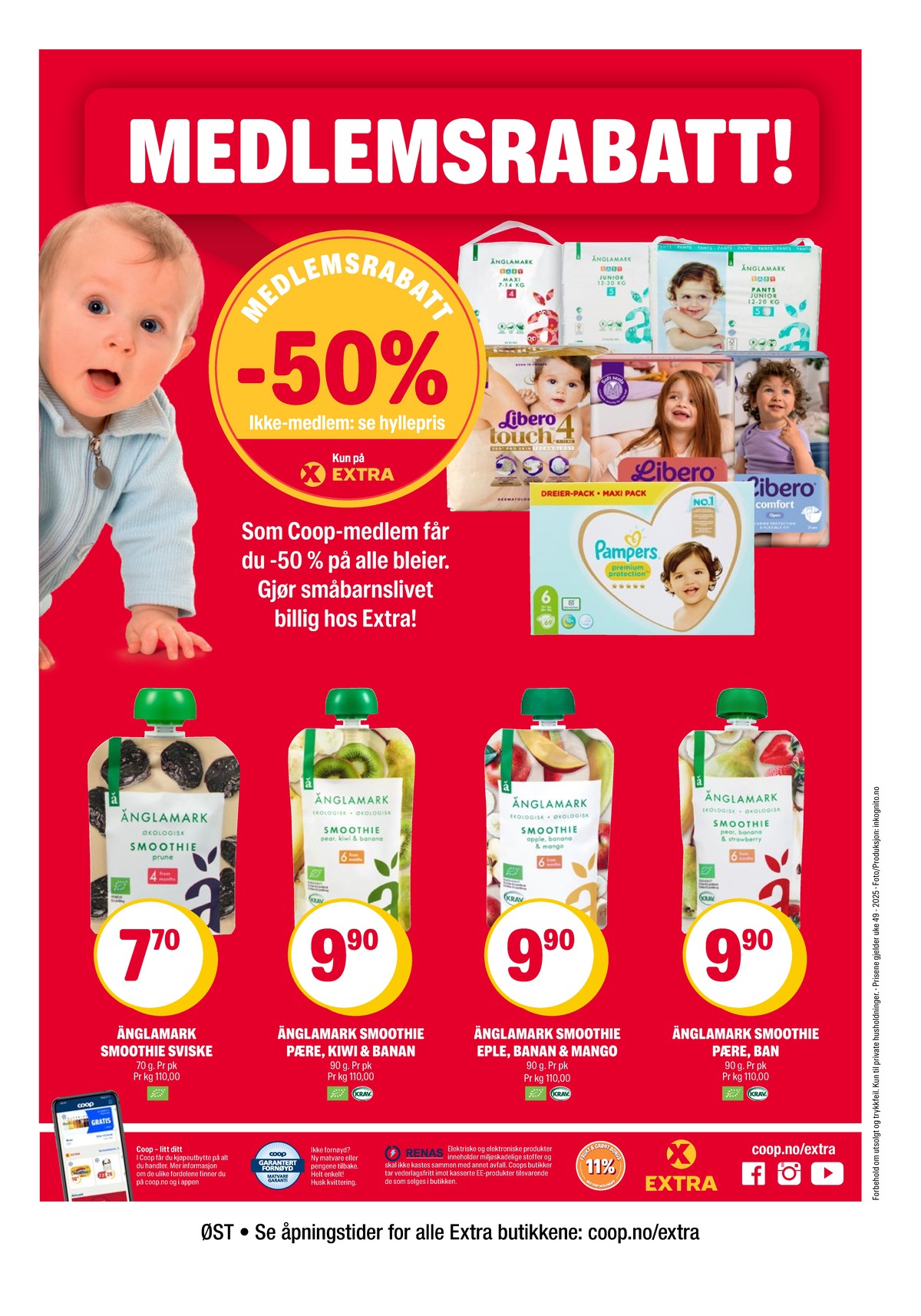 Se Coop Extra kundeavis for uke 49 på Tilbudsuken.no. Se gode tilbud på mange varer, f.eks. sanitetsbind libresse eller tamponger o.b.. Les kundeavisen her! Side 27