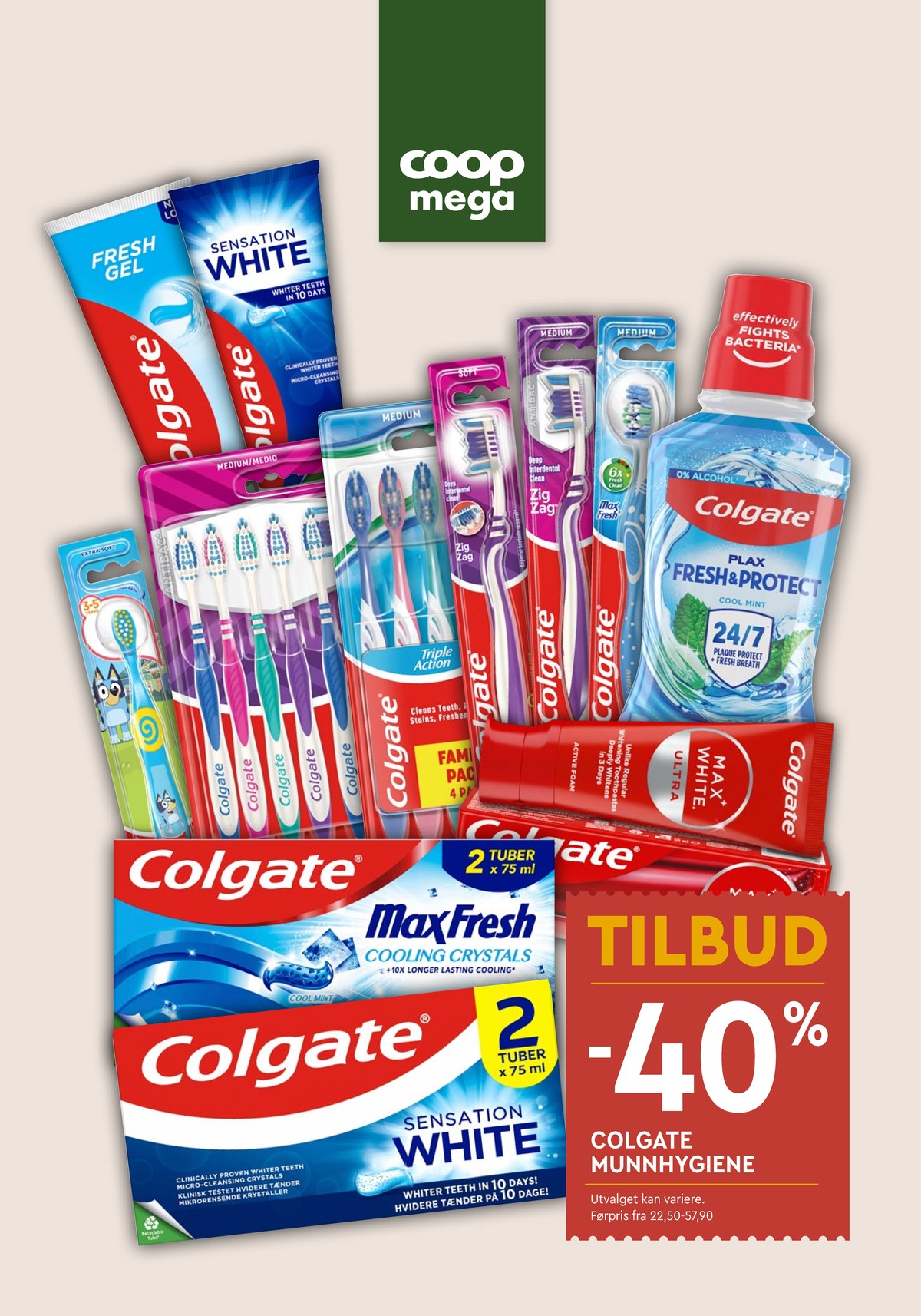 Se Coop Mega kundeavis for uke 49 på Tilbudsuken.no. Se gode tilbud på mange varer, f.eks. tannkrem colgate eller tannbørste colgate. Les kundeavisen her! Side 11