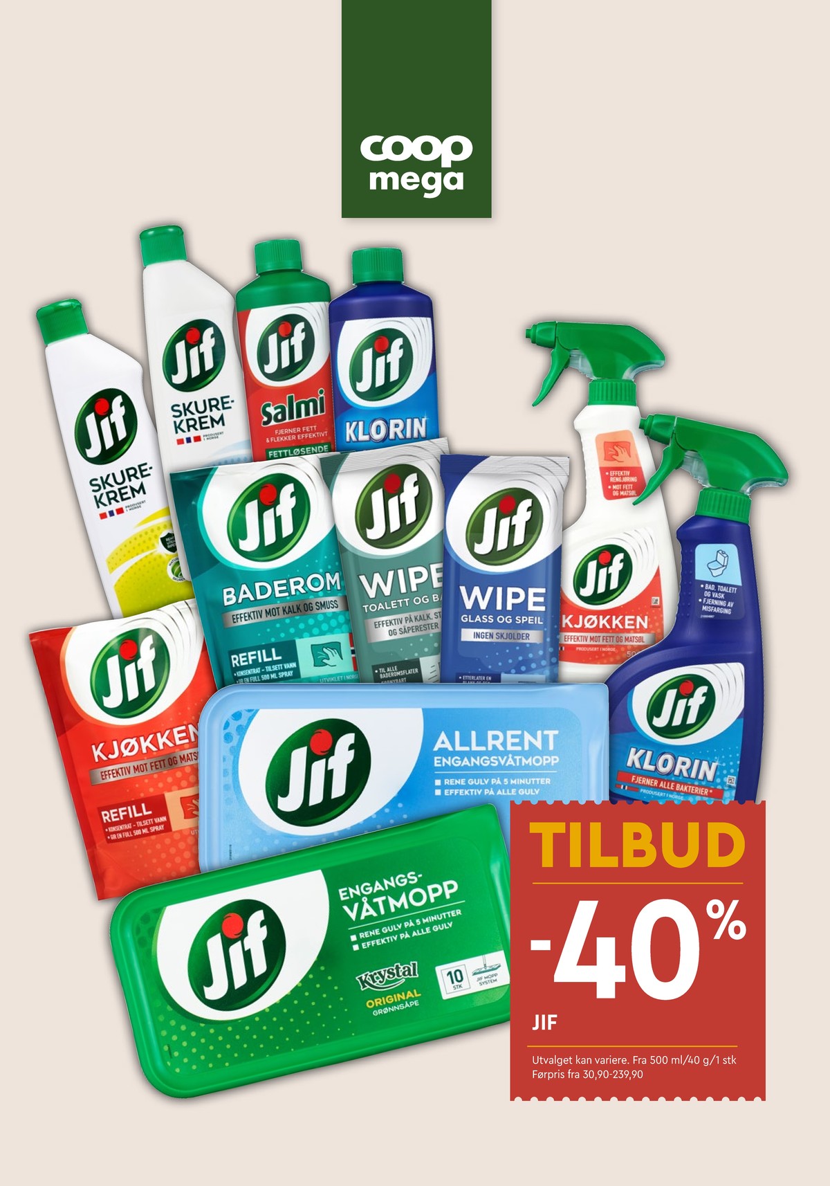 Se Coop Mega kundeavis for uke 49 på Tilbudsuken.no. Se gode tilbud på mange varer, f.eks. engangsmopp jif eller skurekrem jif. Les kundeavisen her! Side 10