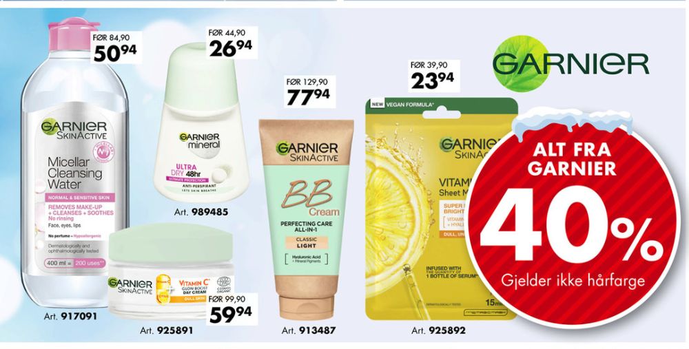 Garnier SkinActive, Renseprodukter