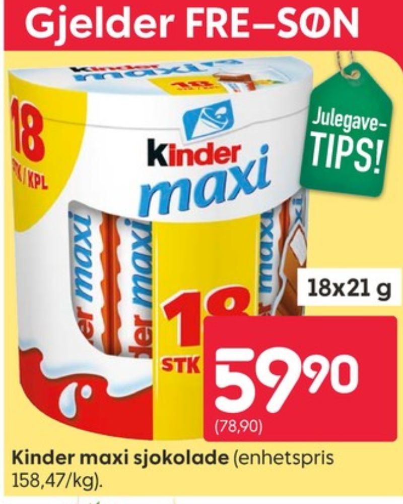 Kinder Maxi, Sjokoladebar