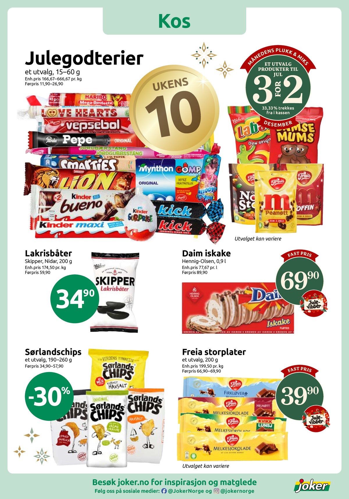 Se Joker kundeavis for uke 51 på Tilbudsuken.no. Se gode tilbud på mange varer, f.eks. godterier love hearts eller godterier mega-roulette. Les kundeavisen her! Side 8