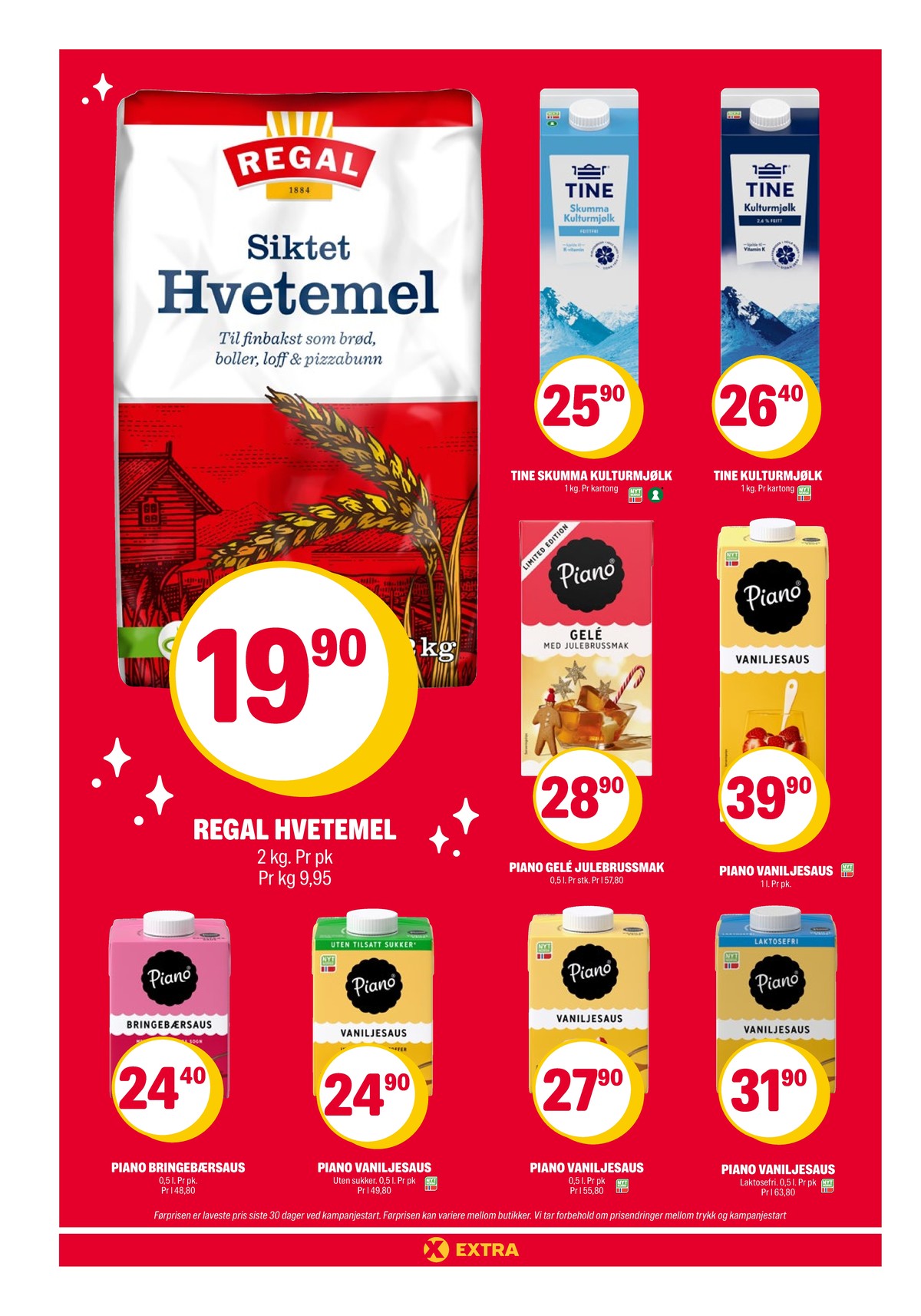 Se Coop Extra kundeavis for uke 52 på Tilbudsuken.no. Se gode tilbud på mange varer, f.eks. hvetemel siktet regal eller skummet melk kulturmjølk. Les kundeavisen her! Side 17