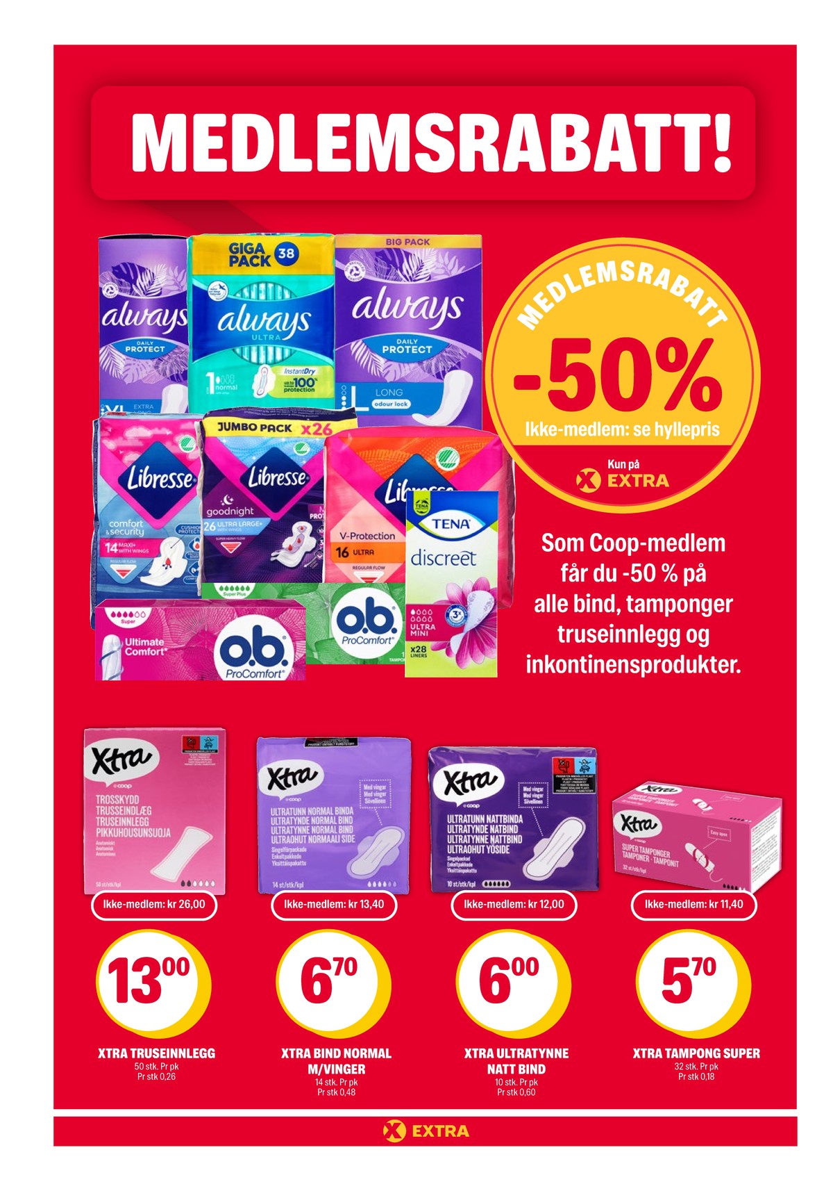 Se Coop Extra kundeavis for uke 52 på Tilbudsuken.no. Se gode tilbud på mange varer, f.eks. sanitetsbind libresse eller tamponger o.b.. Les kundeavisen her! Side 27