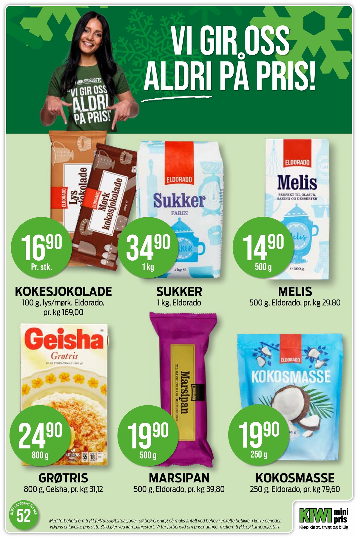 Se Kiwi kundeavis for uke 52 på Tilbudsuken.no. Se gode tilbud på mange varer, f.eks. melis eldorado eller sukker eldorado. Les kundeavisen her! Side 26