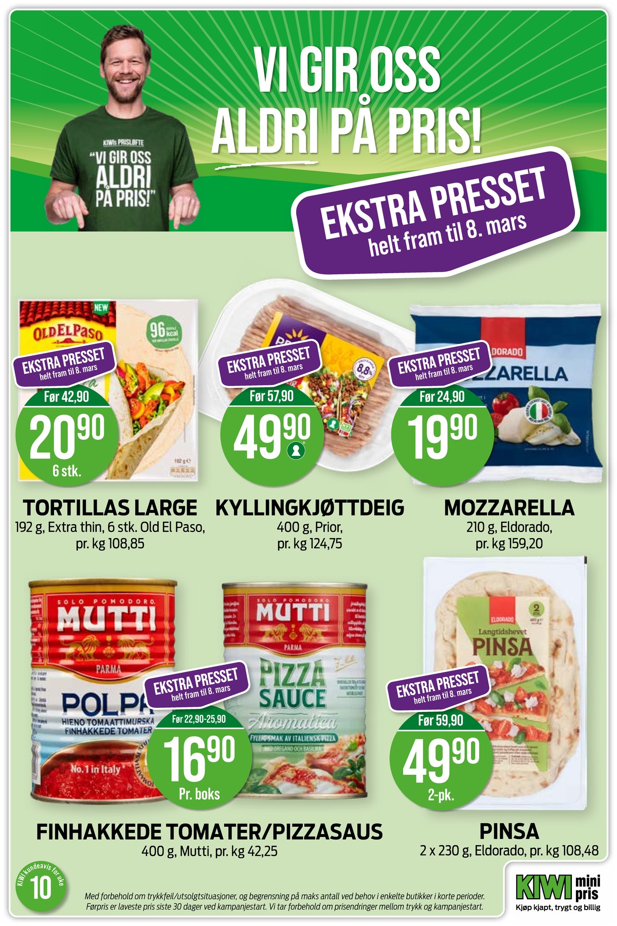 Se Kiwi kundeavis for uke 10 på Tilbudsuken.no. Se gode tilbud på mange varer, f.eks. tortilla extra thin old el paso eller tomater hakkede mutti. Les kundeavisen her! Side 11