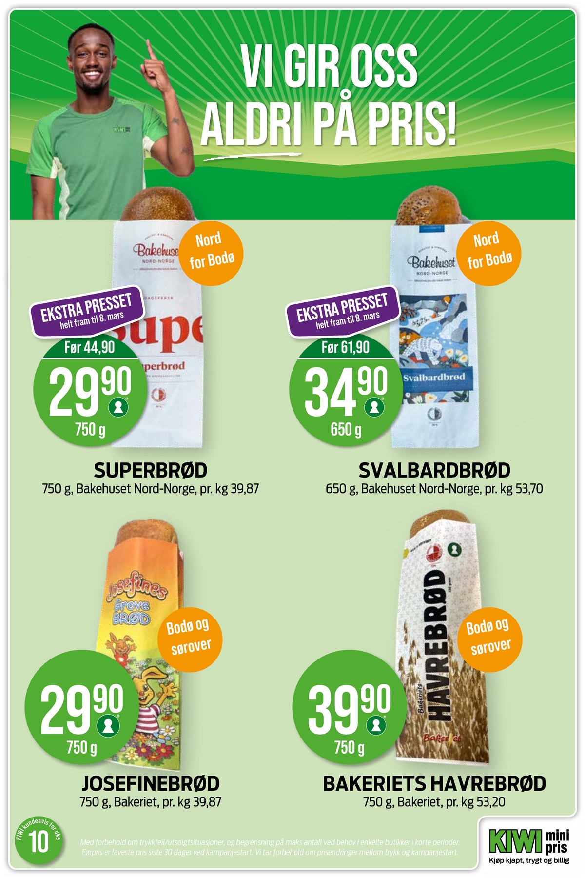 Se Kiwi kundeavis for uke 10 på Tilbudsuken.no. Se gode tilbud på mange varer, f.eks. brød bakehuset eller brød bakehuset. Les kundeavisen her! Side 13