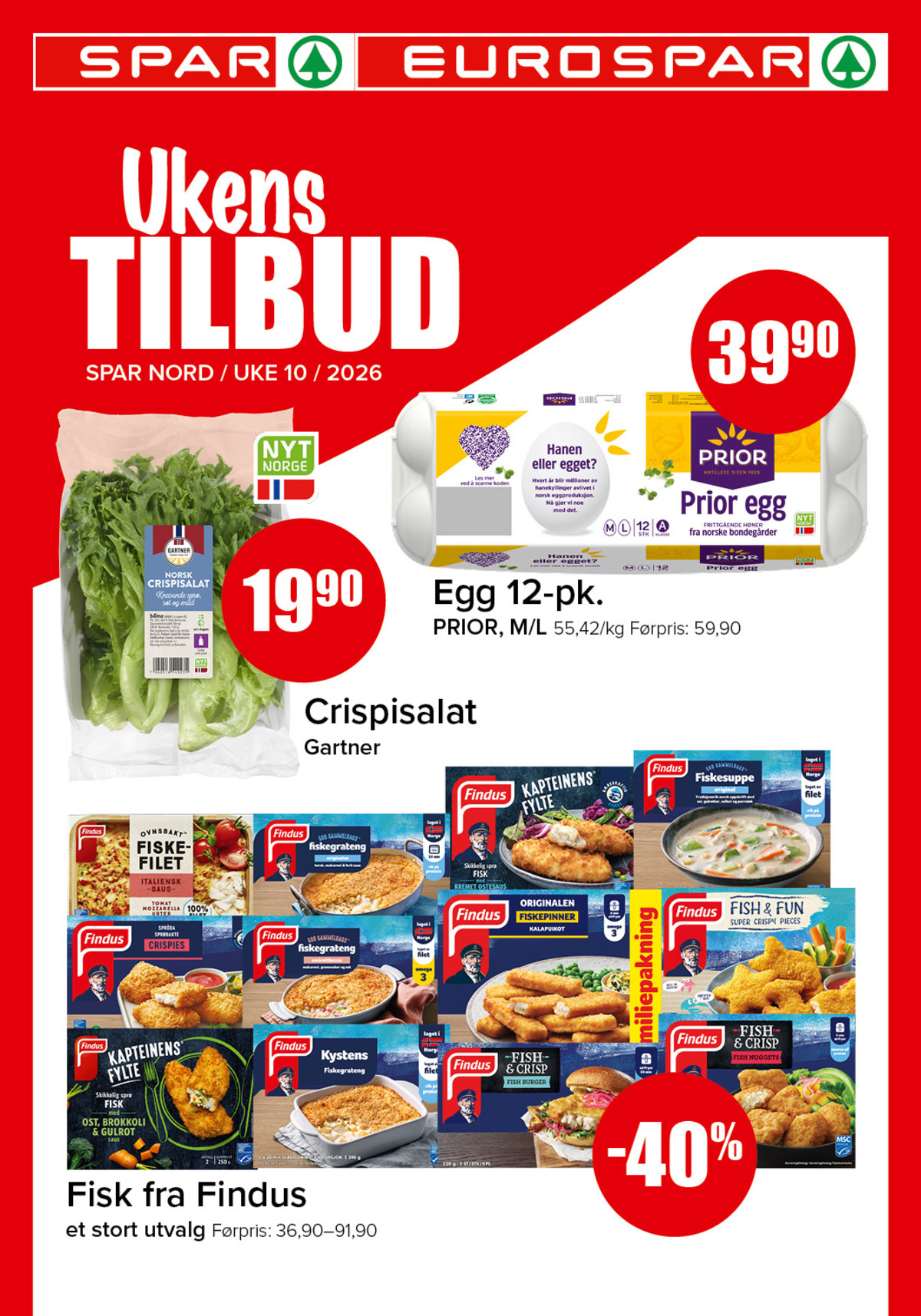 Se Spar - Eurospar kundeavis for uke 10 på Tilbudsuken.no. Se gode tilbud på mange varer, f.eks. egg prior eller salat gartner. Les kundeavisen her! Side 1