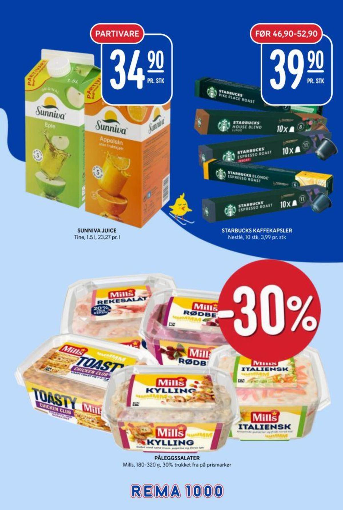 Se Rema 1000 kundeavis for uke 10 på Tilbudsuken.no. Se gode tilbud på mange varer, f.eks. eplejuice sunniva eller appelsinjuice sunniva. Les kundeavisen her! Side 15