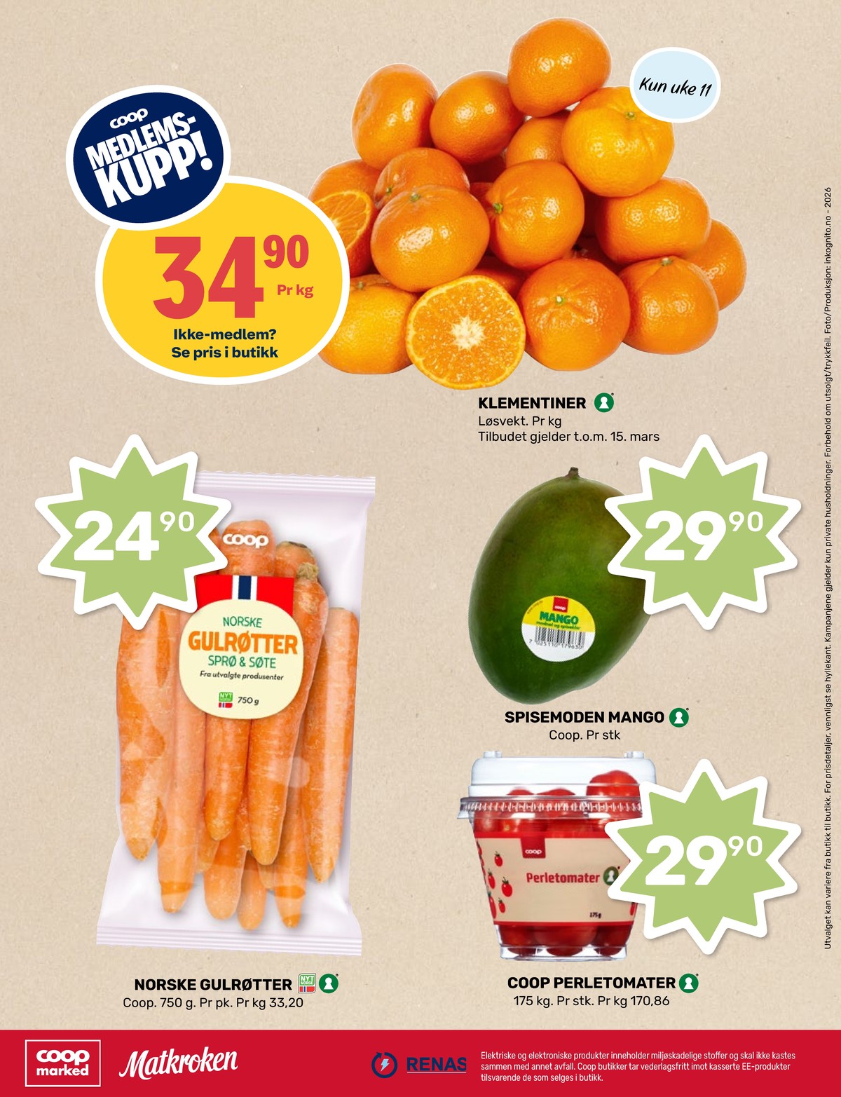 Se Matkroken kundeavis for uke 11 på Tilbudsuken.no. Se gode tilbud på mange varer, f.eks. klementiner ukjent eller gulrøtter coop. Les kundeavisen her! Side 8