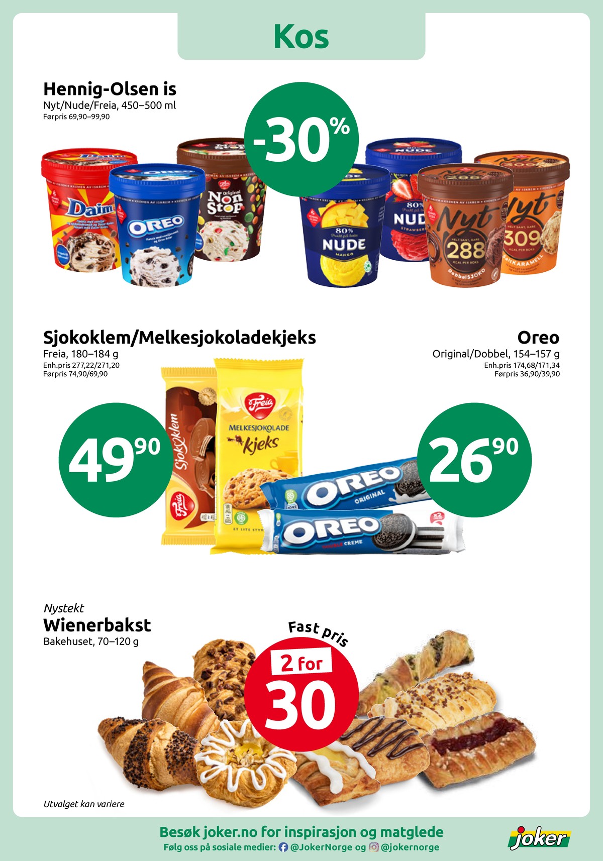 Se Joker kundeavis for uke 11 på Tilbudsuken.no. Se gode tilbud på mange varer, f.eks. butiksbagt kake ukjent eller kjeks original oreo. Les kundeavisen her! Side 8