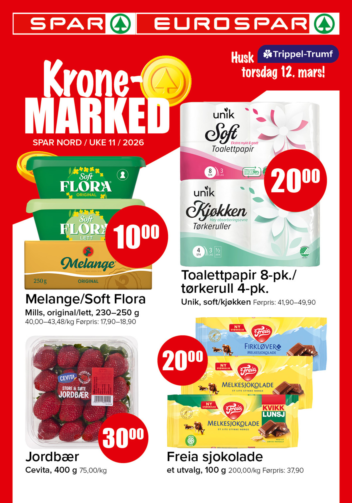 Se Spar - Eurospar kundeavis for uke 11 på Tilbudsuken.no. Se gode tilbud på mange varer, f.eks. original plantemargarin soft flora eller original margarin melange. Les kundeavisen her! Side 1
