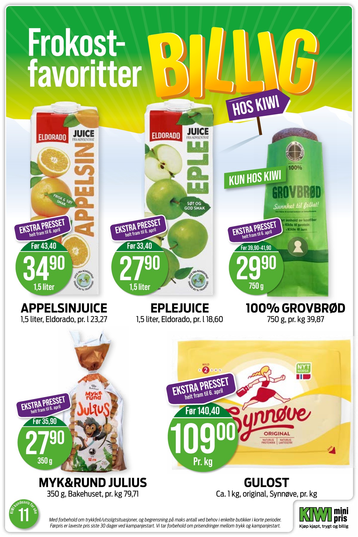 Se Kiwi kundeavis for uke 11 på Tilbudsuken.no. Se gode tilbud på mange varer, f.eks. appelsinjuice eldorado eller eplejuice eldorado. Les kundeavisen her! Side 10
