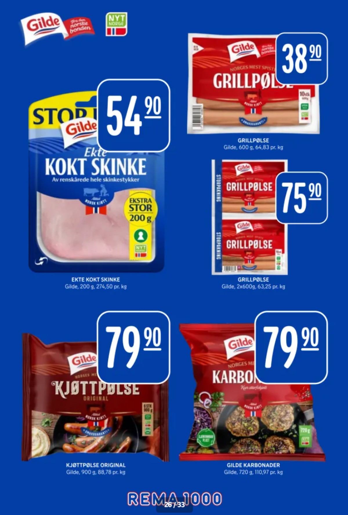 Se Rema 1000 kundeavis for uke 11 på Tilbudsuken.no. Se gode tilbud på mange varer, f.eks. kokt skinke gilde eller kjøttpølser gilde. Les kundeavisen her! Side 26