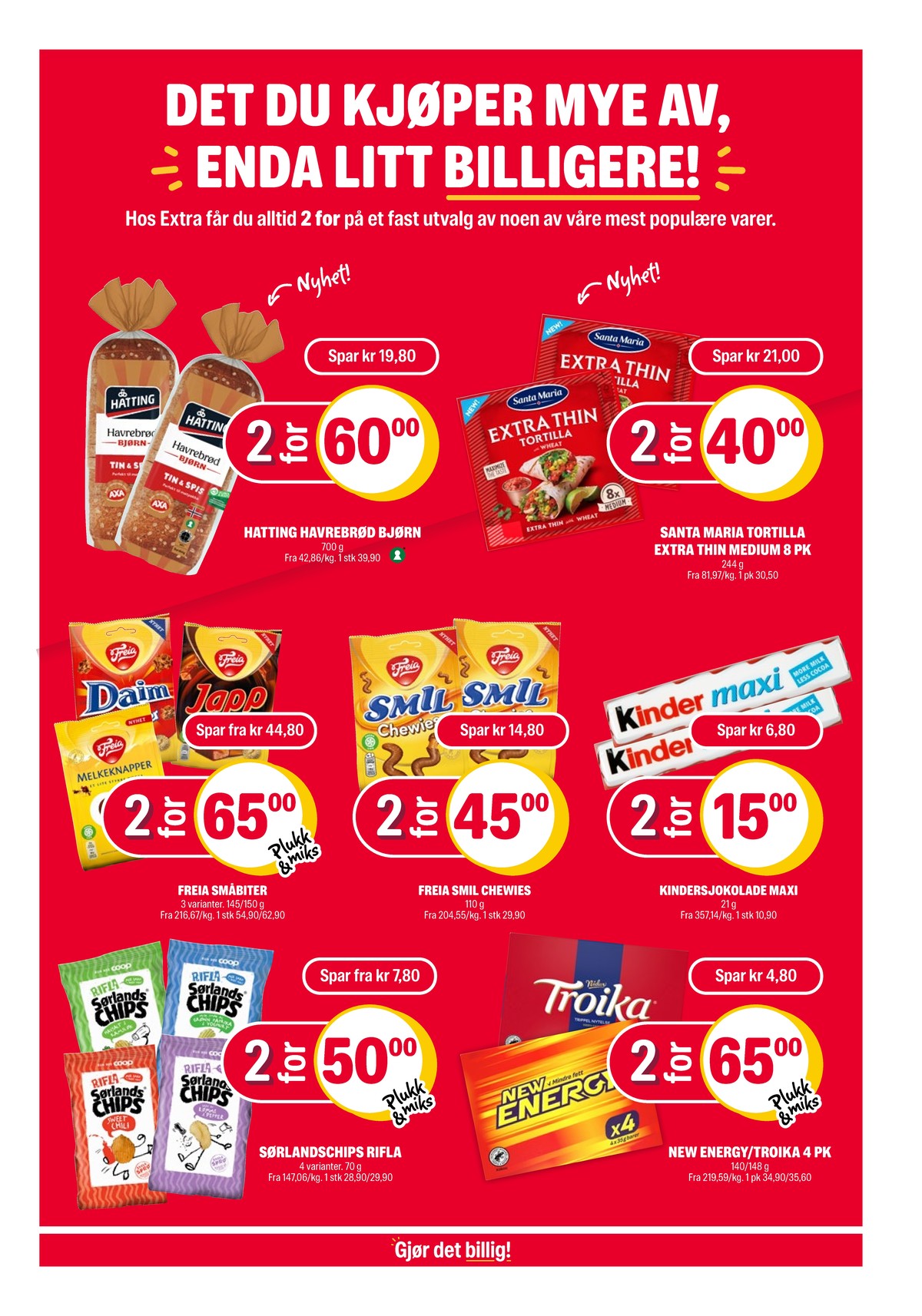 Se Coop Extra kundeavis for uke 12 på Tilbudsuken.no. Se gode tilbud på mange varer, f.eks. havrebrød bjørn axa hatting eller tortillas santa maria. Les kundeavisen her! Side 19