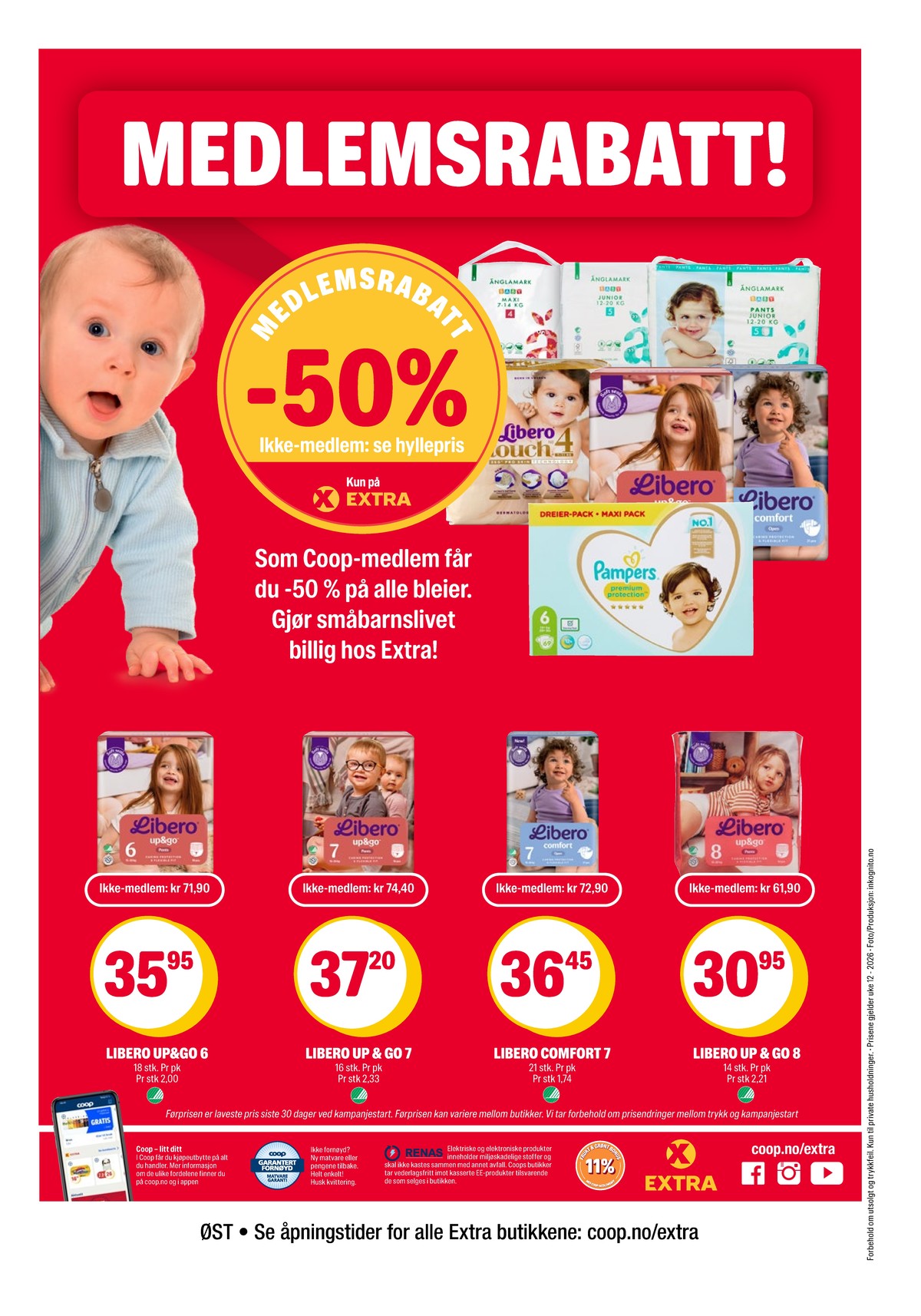 Se Coop Extra kundeavis for uke 12 på Tilbudsuken.no. Se gode tilbud på mange varer, f.eks. bleier libero eller bleier pampers. Les kundeavisen her! Side 25