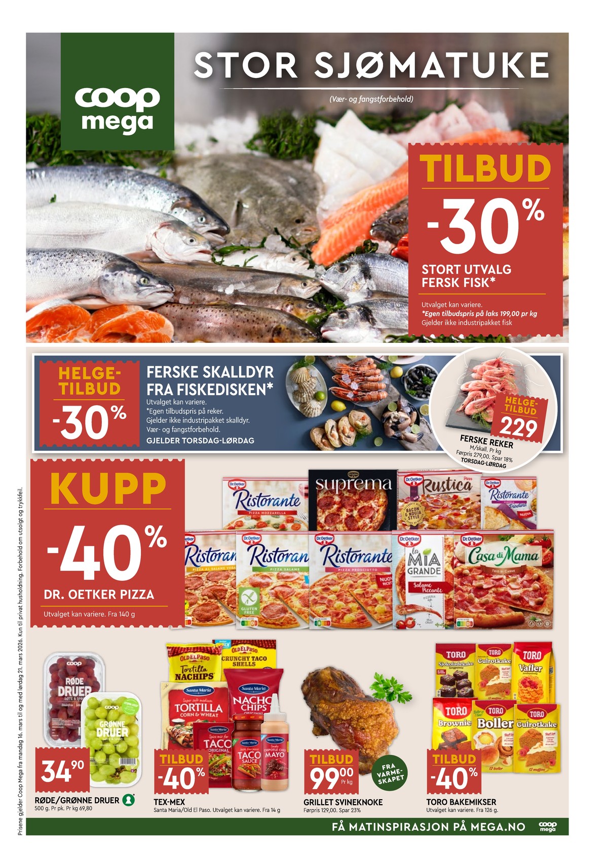 Se Coop Mega kundeavis for uke 12 på Tilbudsuken.no. Se gode tilbud på mange varer, f.eks. fisk ukjent eller skalldyr ukjent. Les kundeavisen her! Side 1