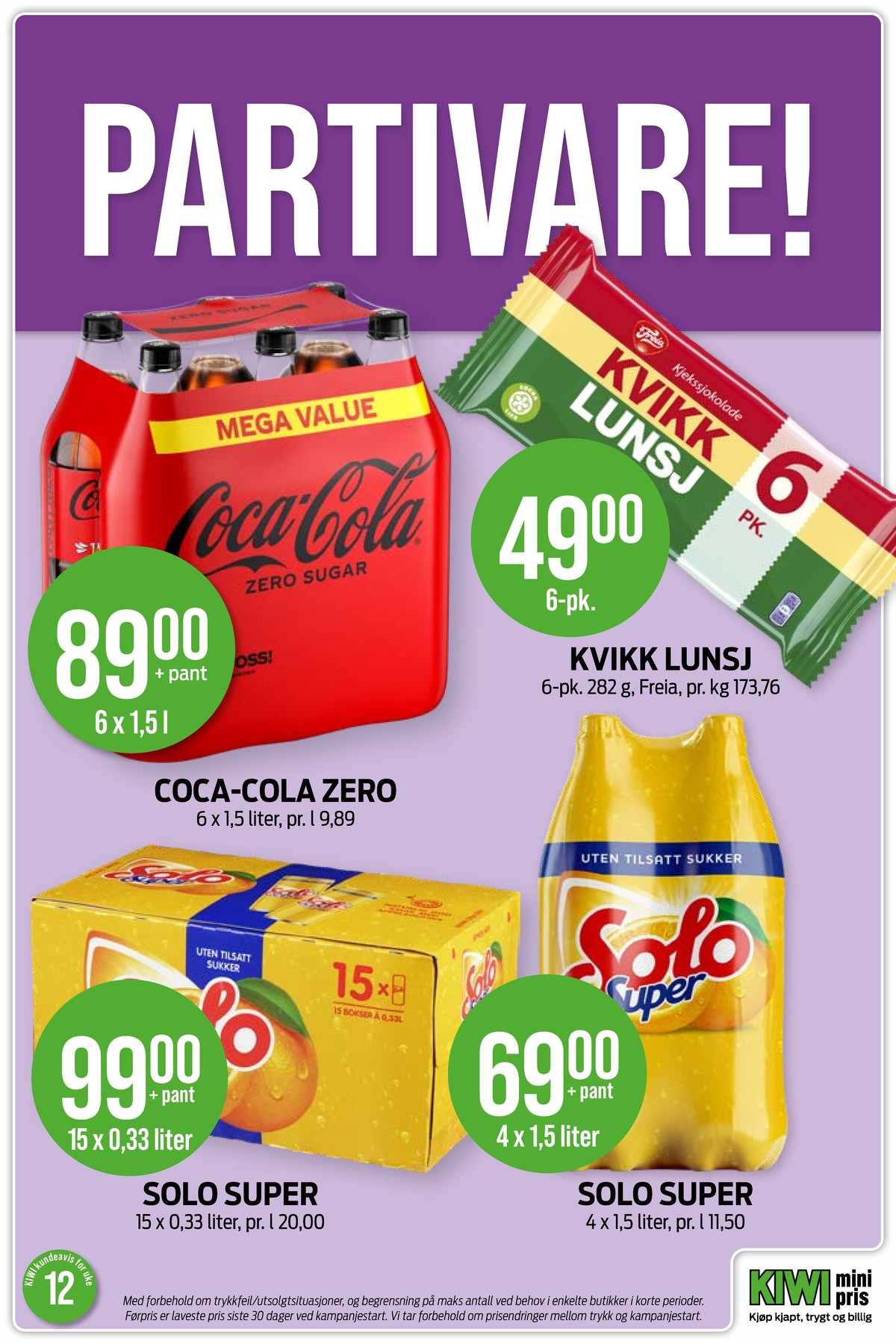 Se Kiwi kundeavis for uke 12 på Tilbudsuken.no. Se gode tilbud på mange varer, f.eks. coca cola zero 6 pk. coca-cola zero eller sjokoladebar kvikk lunsj. Les kundeavisen her! Side 13