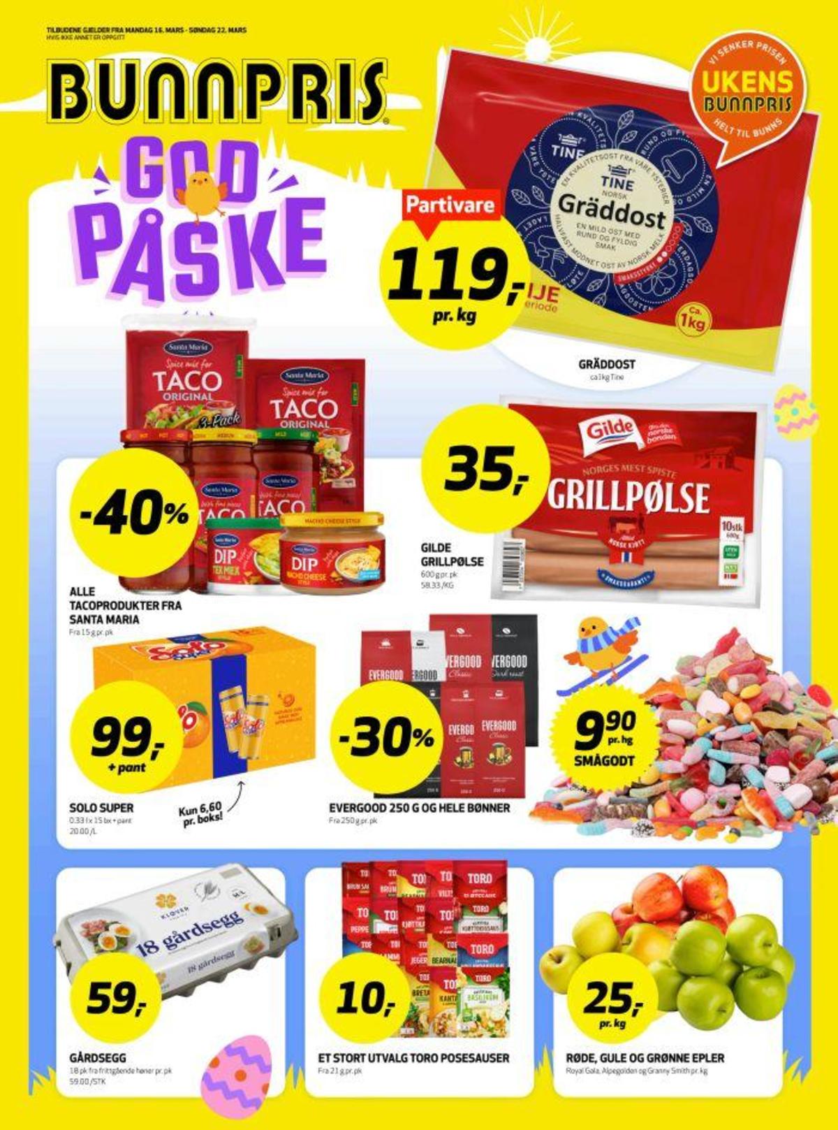 Se Bunnpris kundeavis for uge 12 på Tilbudsuken.no. Se gode tilbud på mange varer. Les kundeavisen her! Side 1