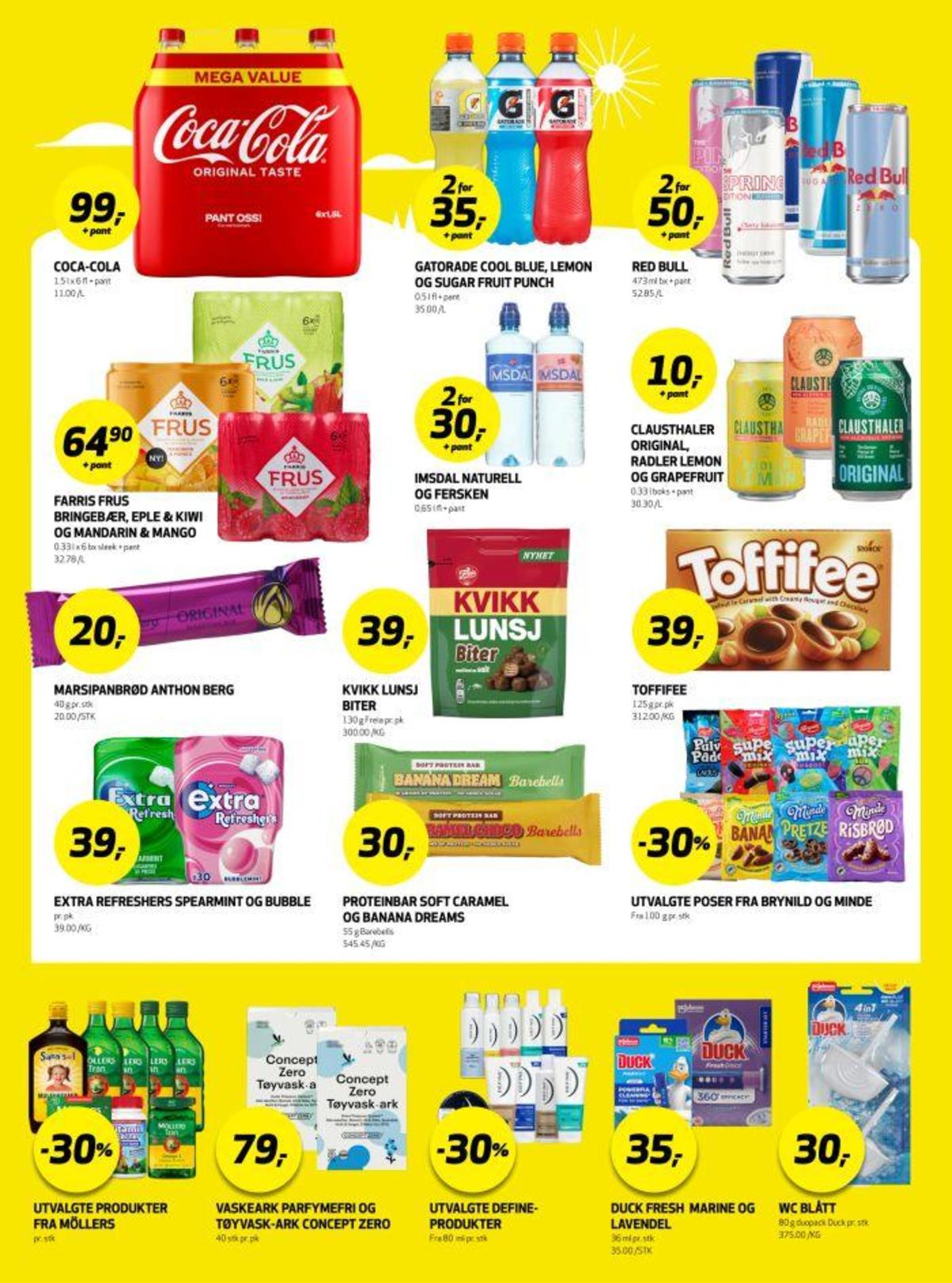 Se Bunnpris kundeavis for uke 12 på Tilbudsuken.no. Se gode tilbud på mange varer, f.eks. coca cola 6 pk. coca-cola eller energidrikk gatorade. Les kundeavisen her! Side 21