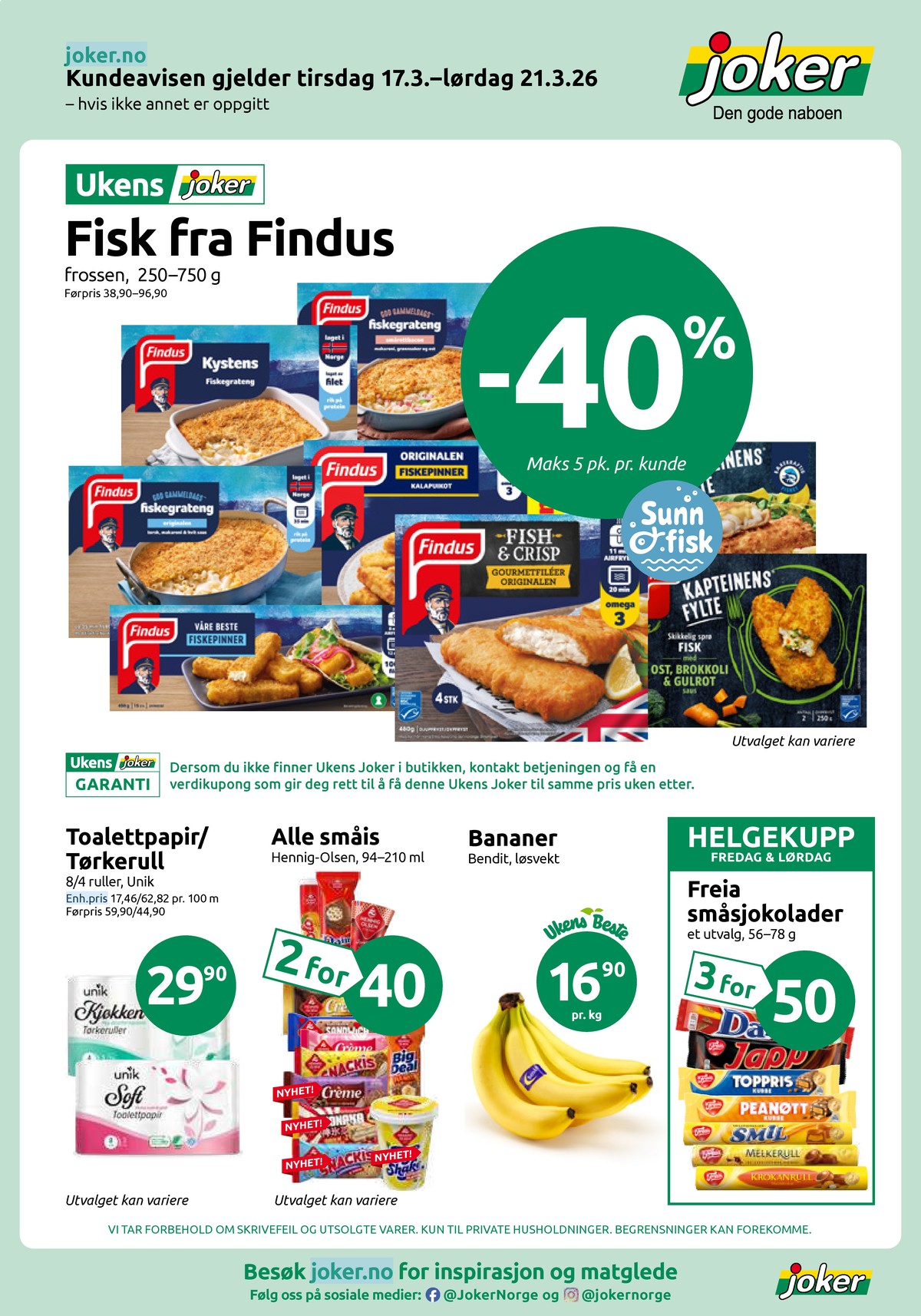 Se Joker kundeavis for uge 12 på Tilbudsuken.no. Se gode tilbud på mange varer. Les kundeavisen her! Side 1