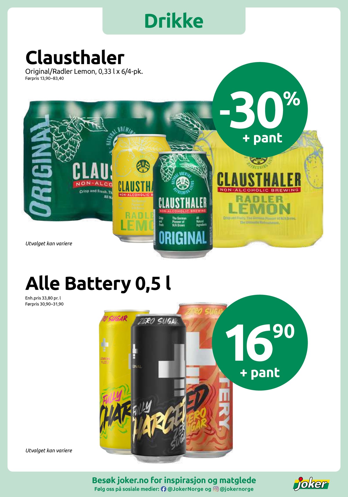 Se Joker kundeavis for uke 12 på Tilbudsuken.no. Se gode tilbud på mange varer, f.eks. Øl 6 pk. clausthaler eller energidrikk battery. Les kundeavisen her! Side 8