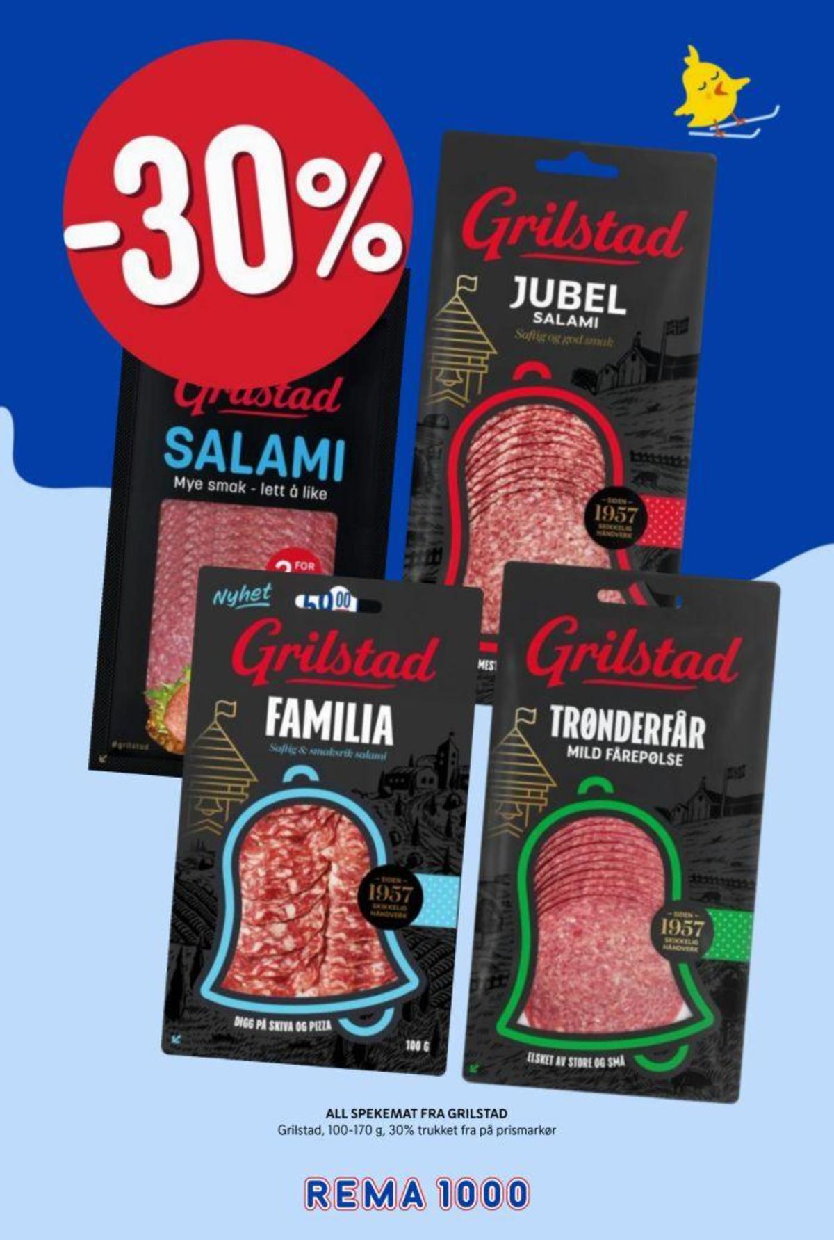 Se Rema 1000 kundeavis for uke 12 på Tilbudsuken.no. Se gode tilbud på mange varer, f.eks. salami jubel grilstad eller trøndefår grilstad. Les kundeavisen her! Side 24