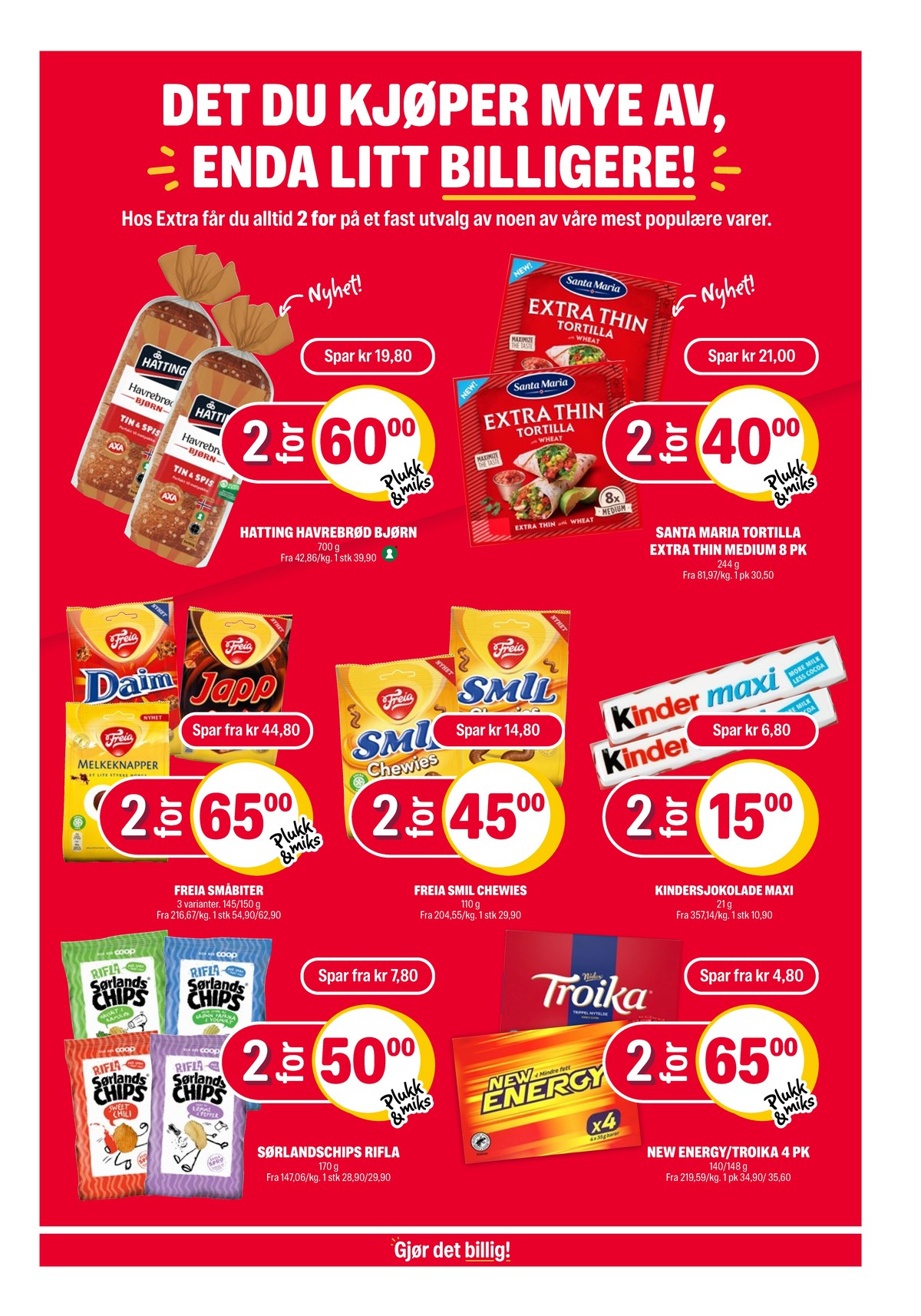 Se Coop Extra kundeavis for uke 13 på Tilbudsuken.no. Se gode tilbud på mange varer, f.eks. havrebrød bjørn axa hatting eller tortillas santa maria. Les kundeavisen her! Side 19