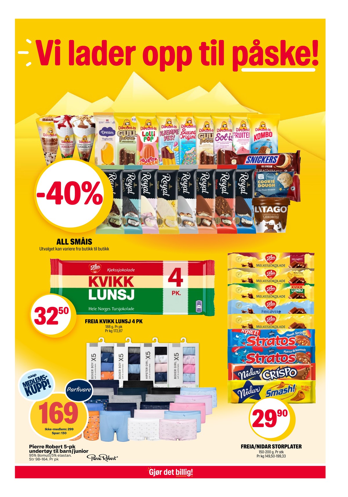 Se Coop Extra kundeavis for uke 13 på Tilbudsuken.no. Se gode tilbud på mange varer, f.eks. ispinn gull pinne eller sjokoladebar kvikk lunsj. Les kundeavisen her! Side 3