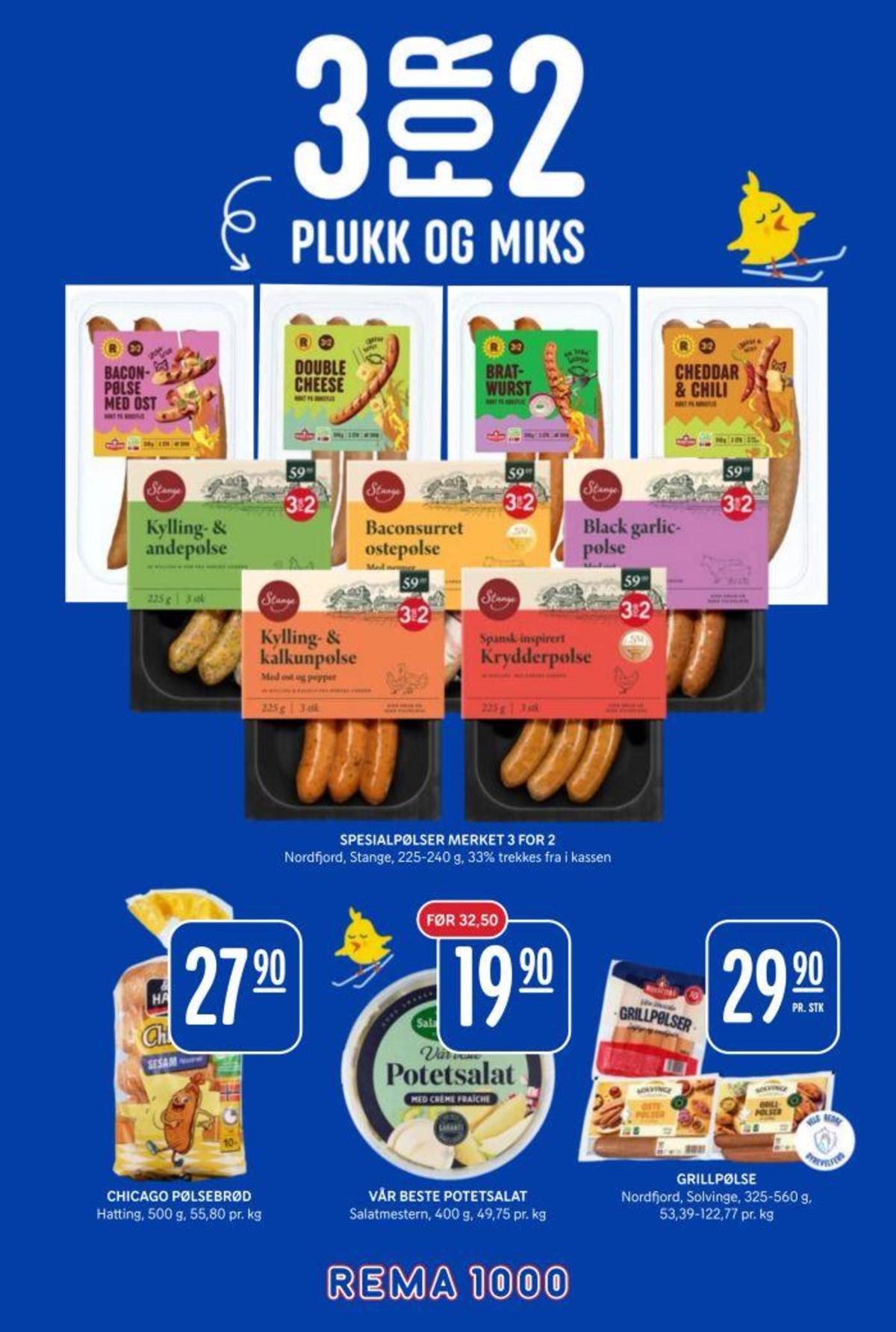 Se Rema 1000 kundeavis for uke 13 på Tilbudsuken.no. Se gode tilbud på mange varer, f.eks. kylling & kalkunpølse stange eller spansk krydderpølse stange. Les kundeavisen her! Side 21