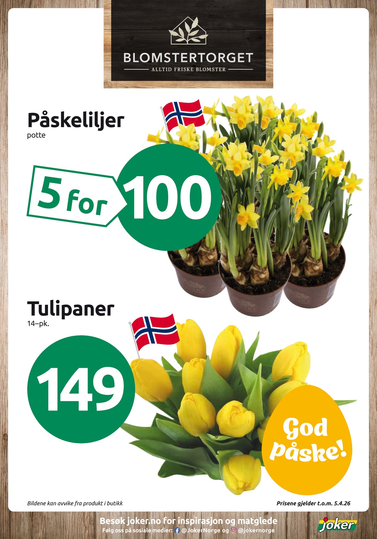 Se Joker kundeavis for uke 13 på Tilbudsuken.no. Se gode tilbud på mange varer, f.eks. plante ukjent eller bukett ukjent. Les kundeavisen her! Side 11