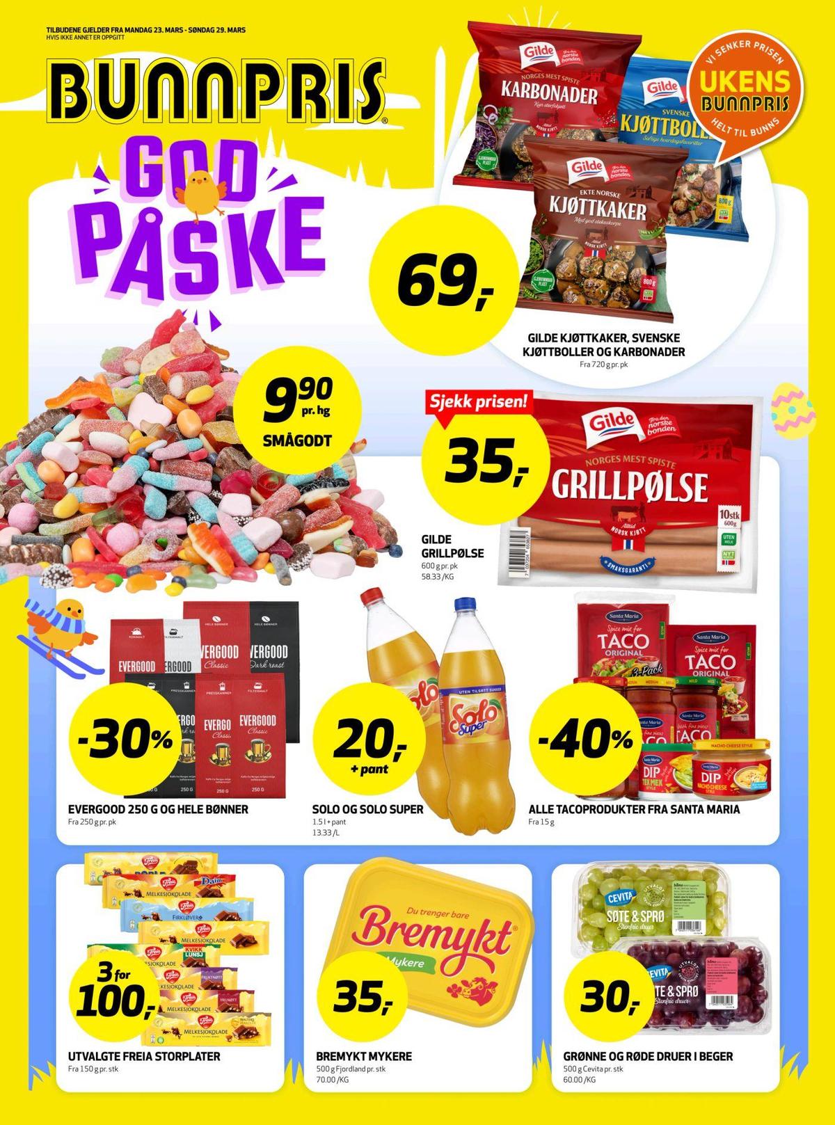 Se Bunnpris kundeavis for uke 13 på Tilbudsuken.no. Se gode tilbud på mange varer, f.eks. karbonader gilde eller kjøttkaker gilde. Les kundeavisen her! Side 1