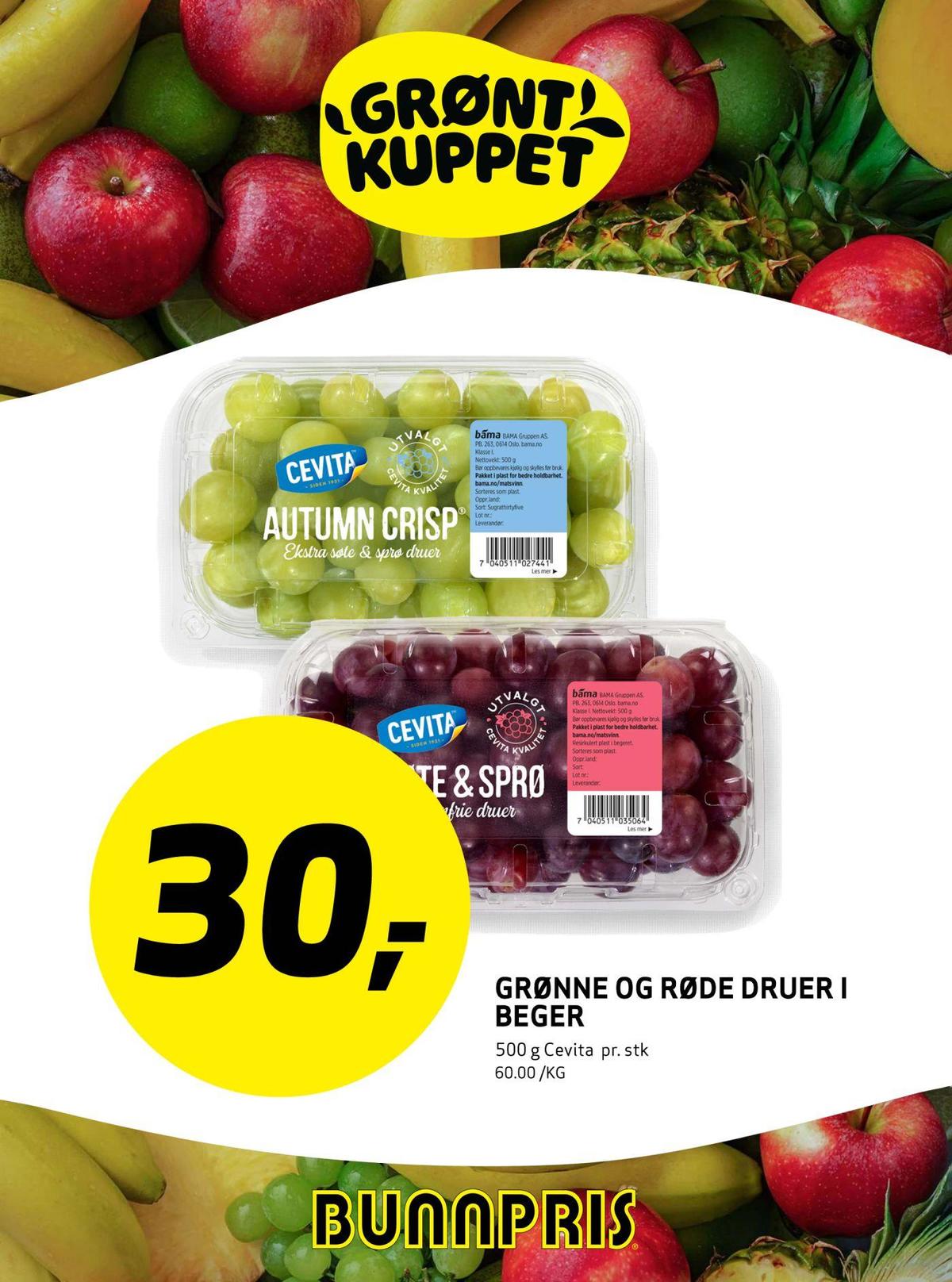 Se Bunnpris kundeavis for uke 13 på Tilbudsuken.no. Se gode tilbud på mange varer, f.eks. druer cevita eller andre varer. Les kundeavisen her! Side 13