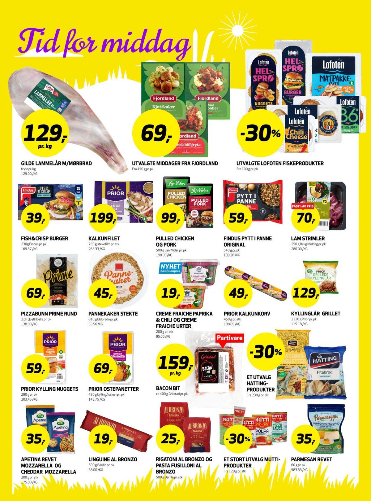 Se Bunnpris kundeavis for uke 13 på Tilbudsuken.no. Se gode tilbud på mange varer, f.eks. lammelår gilde eller kjøttkaker fjordland. Les kundeavisen her! Side 8