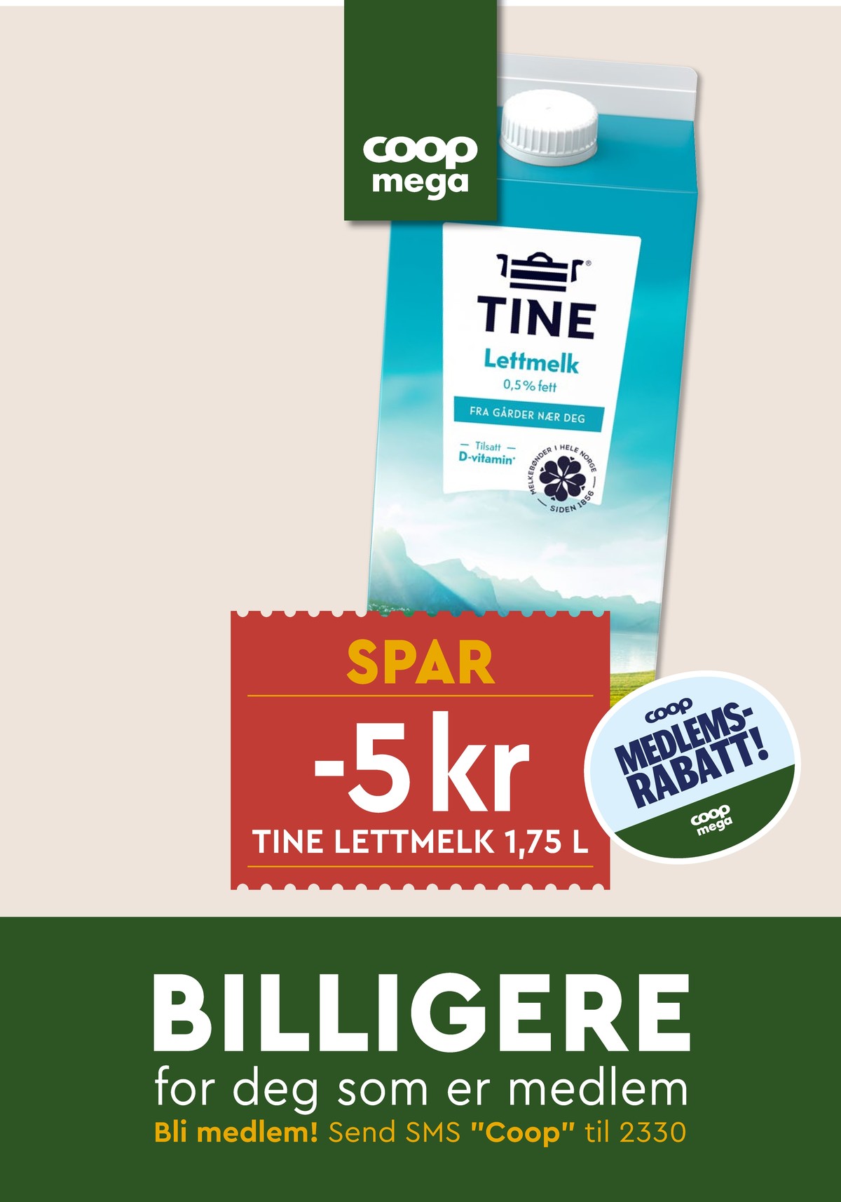 Se Coop Mega kundeavis for uke 14 på Tilbudsuken.no. Se gode tilbud på mange varer, f.eks. lettmelk 0,5% tine eller andre varer. Les kundeavisen her! Side 22