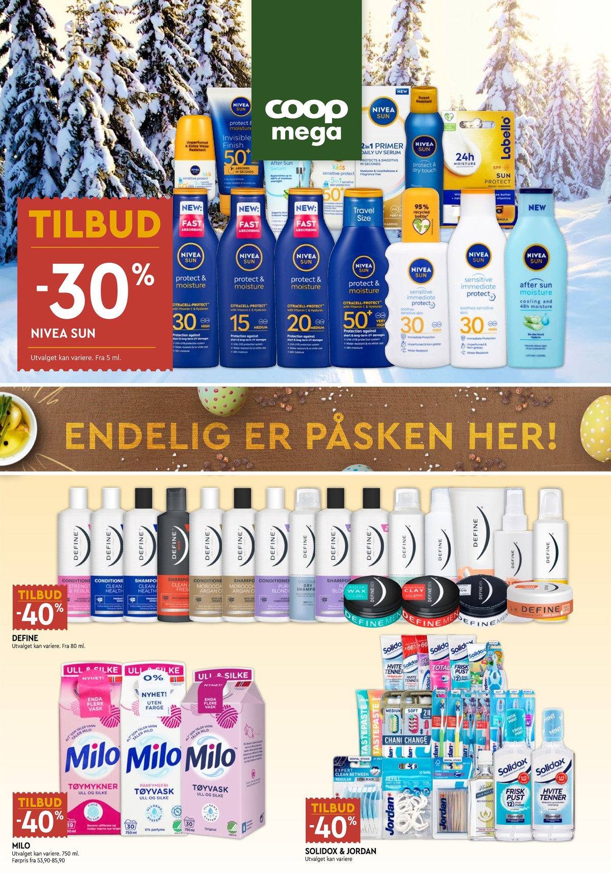 Se Coop Mega kundeavis for uke 14 på Tilbudsuken.no. Se gode tilbud på mange varer, f.eks. solkrem nivea eller shampoo define. Les kundeavisen her! Side 9