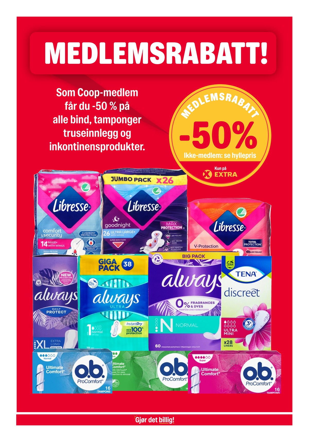 Se Coop Extra kundeavis for uke 14 på Tilbudsuken.no. Se gode tilbud på mange varer, f.eks. sanitetsbind libresse eller tamponger o.b.. Les kundeavisen her! Side 23