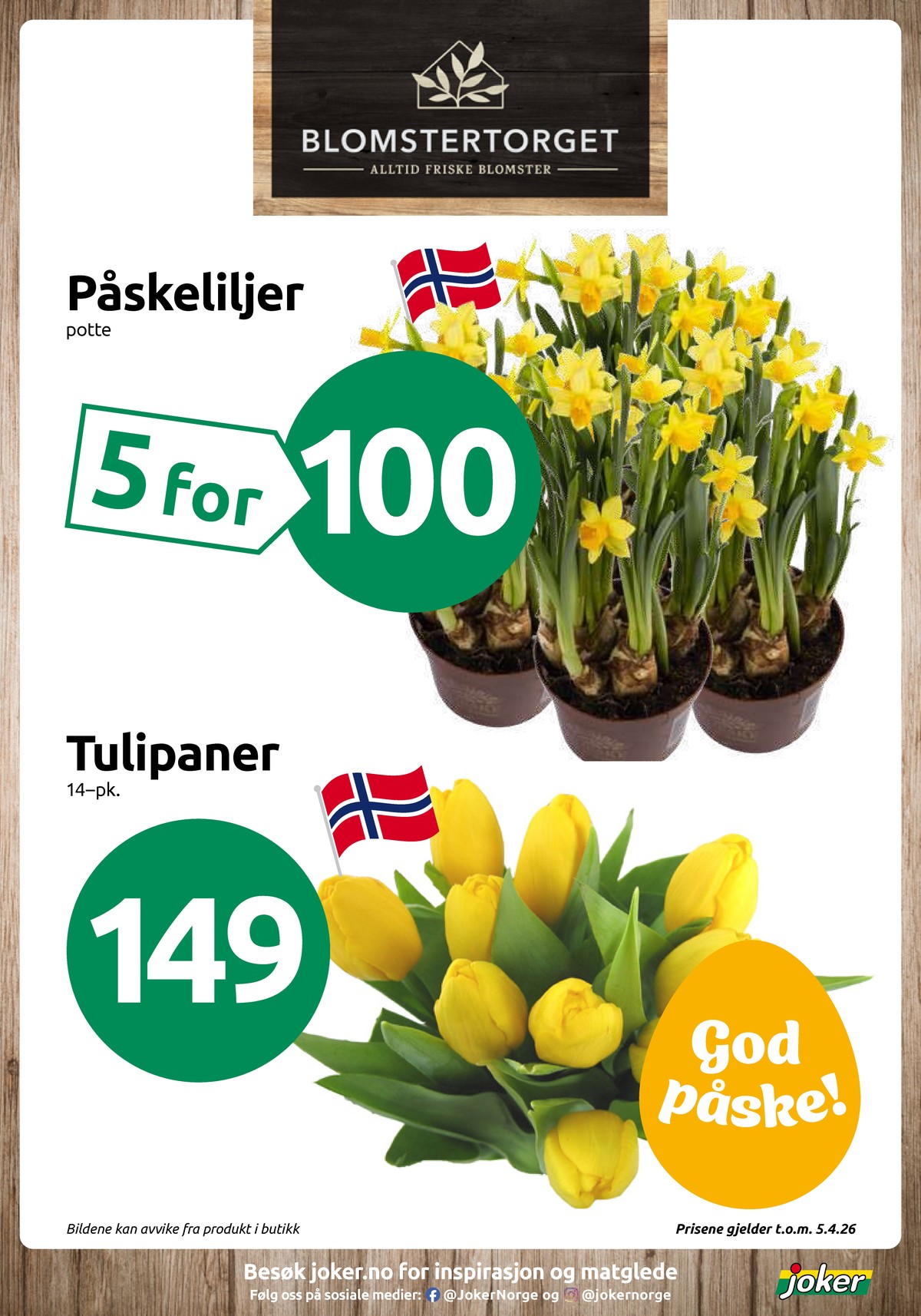 Se Joker kundeavis for uke 14 på Tilbudsuken.no. Se gode tilbud på mange varer, f.eks. plante ukjent eller bukett ukjent. Les kundeavisen her! Side 11