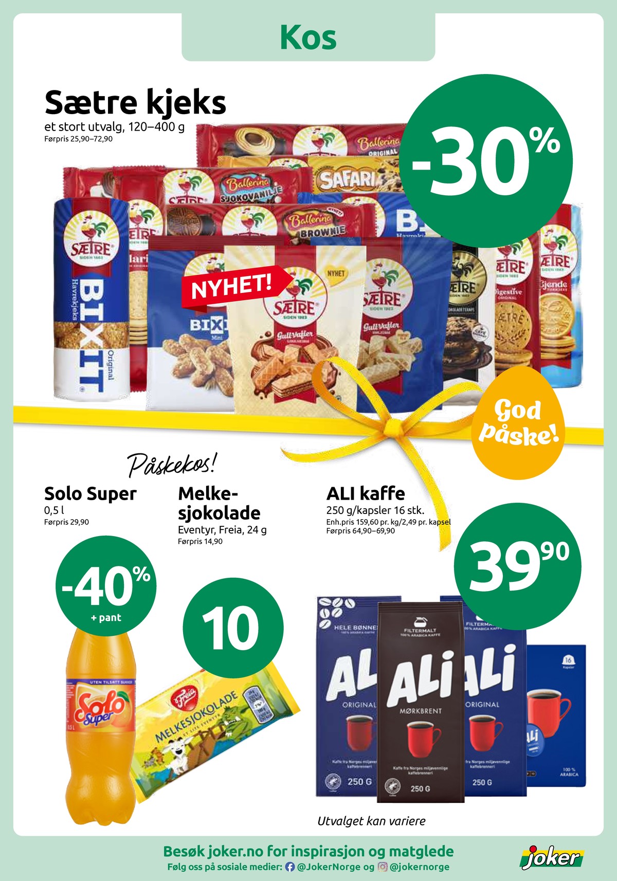 Se Joker kundeavis for uke 14 på Tilbudsuken.no. Se gode tilbud på mange varer, f.eks. kjeks bixit eller kjeks safari. Les kundeavisen her! Side 3