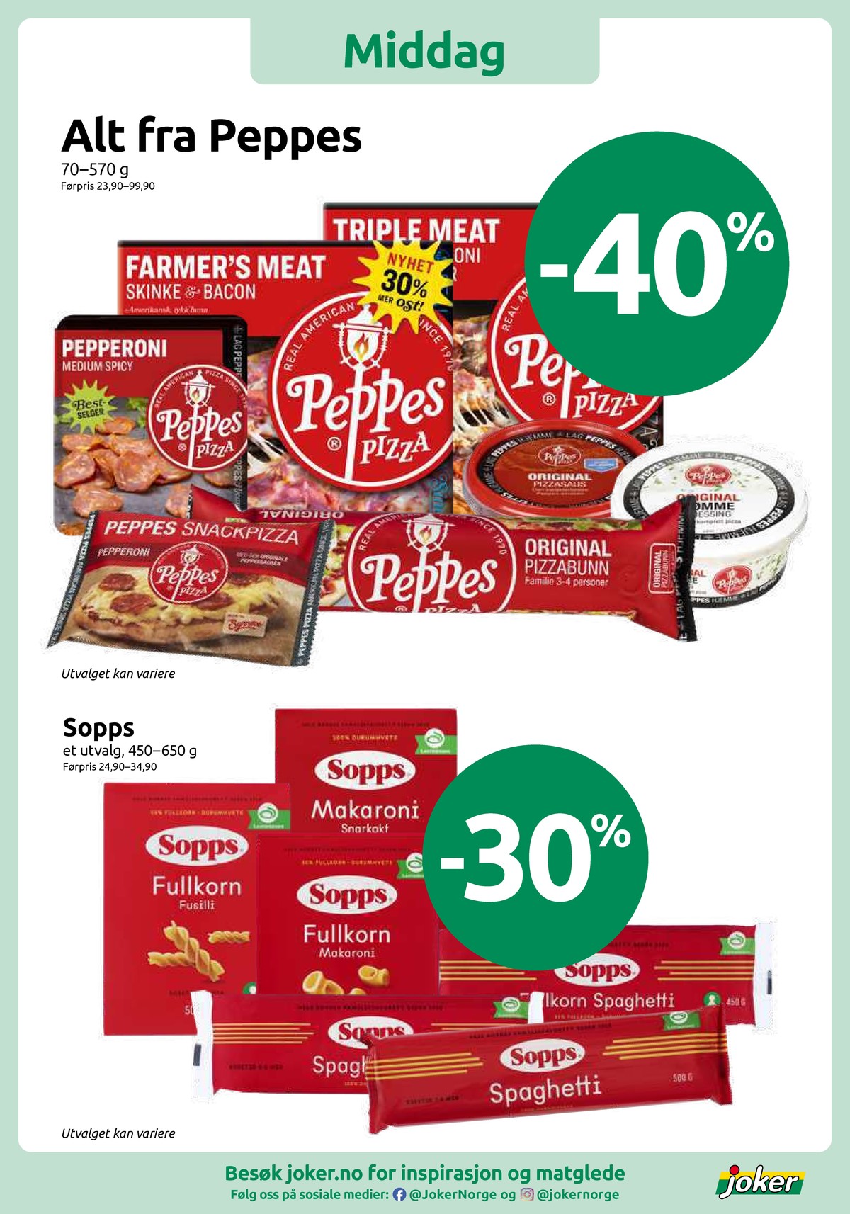 Se Joker kundeavis for uke 14 på Tilbudsuken.no. Se gode tilbud på mange varer, f.eks. revet ost synnøve finden eller farmers meat pizza peppes pizza. Les kundeavisen her! Side 7