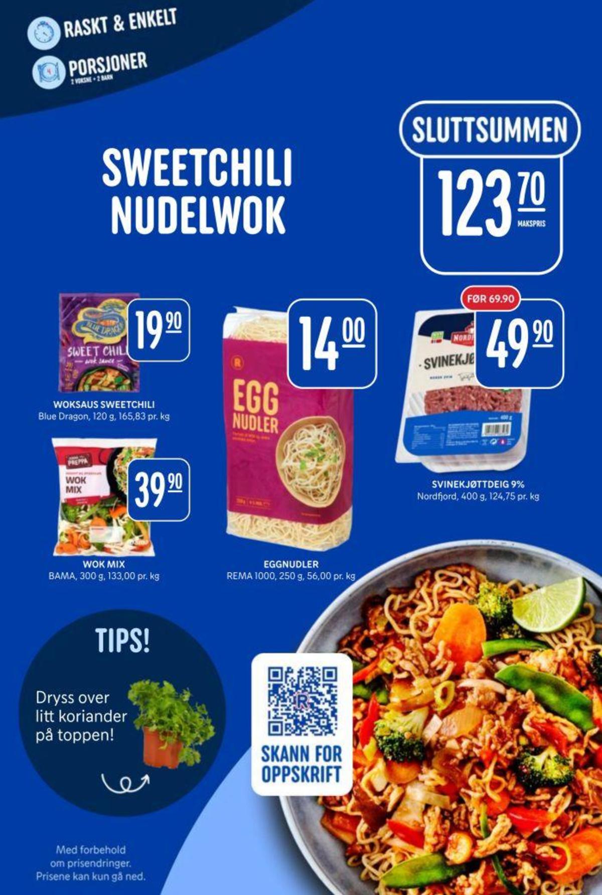 Se Rema 1000 kundeavis for uke 14 på Tilbudsuken.no. Se gode tilbud på mange varer, f.eks. sweet chili wok sauce blue dragon eller grønnsaker bama. Les kundeavisen her! Side 16