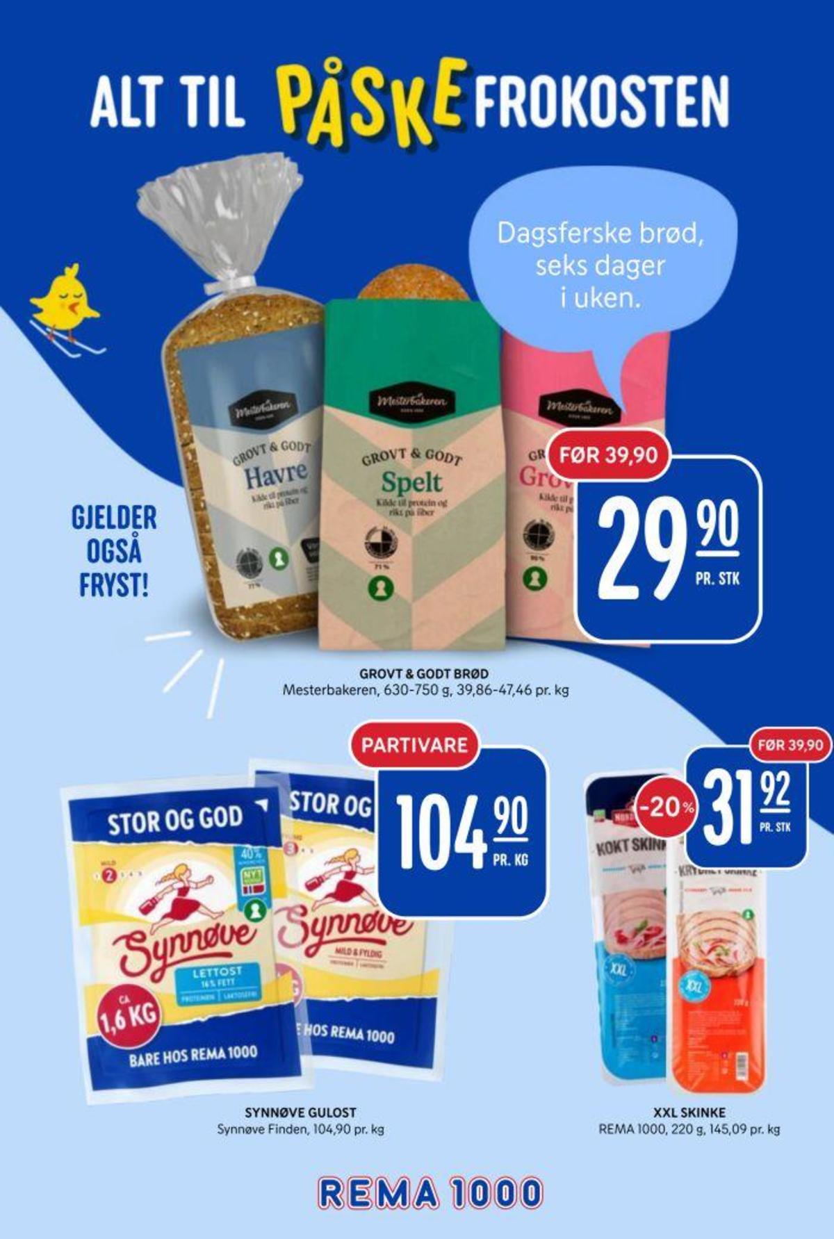 Se Rema 1000 kundeavis for uke 14 på Tilbudsuken.no. Se gode tilbud på mange varer, f.eks. brød mesterbakeren eller gulost synnøve finden. Les kundeavisen her! Side 19
