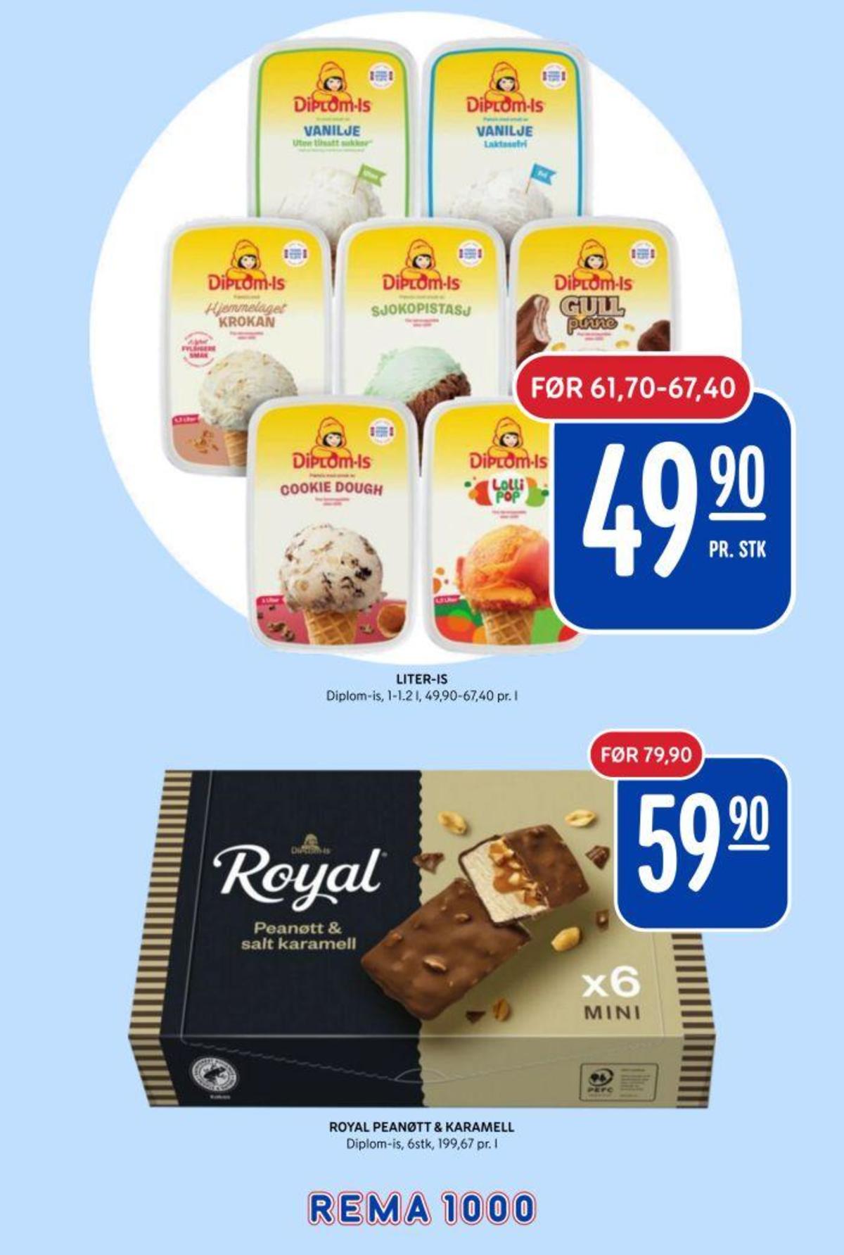 Se Rema 1000 kundeavis for uke 15 på Tilbudsuken.no. Se gode tilbud på mange varer, f.eks. peanøtt & salt karamell royal eller vanilje is diplom-is. Les kundeavisen her! Side 28