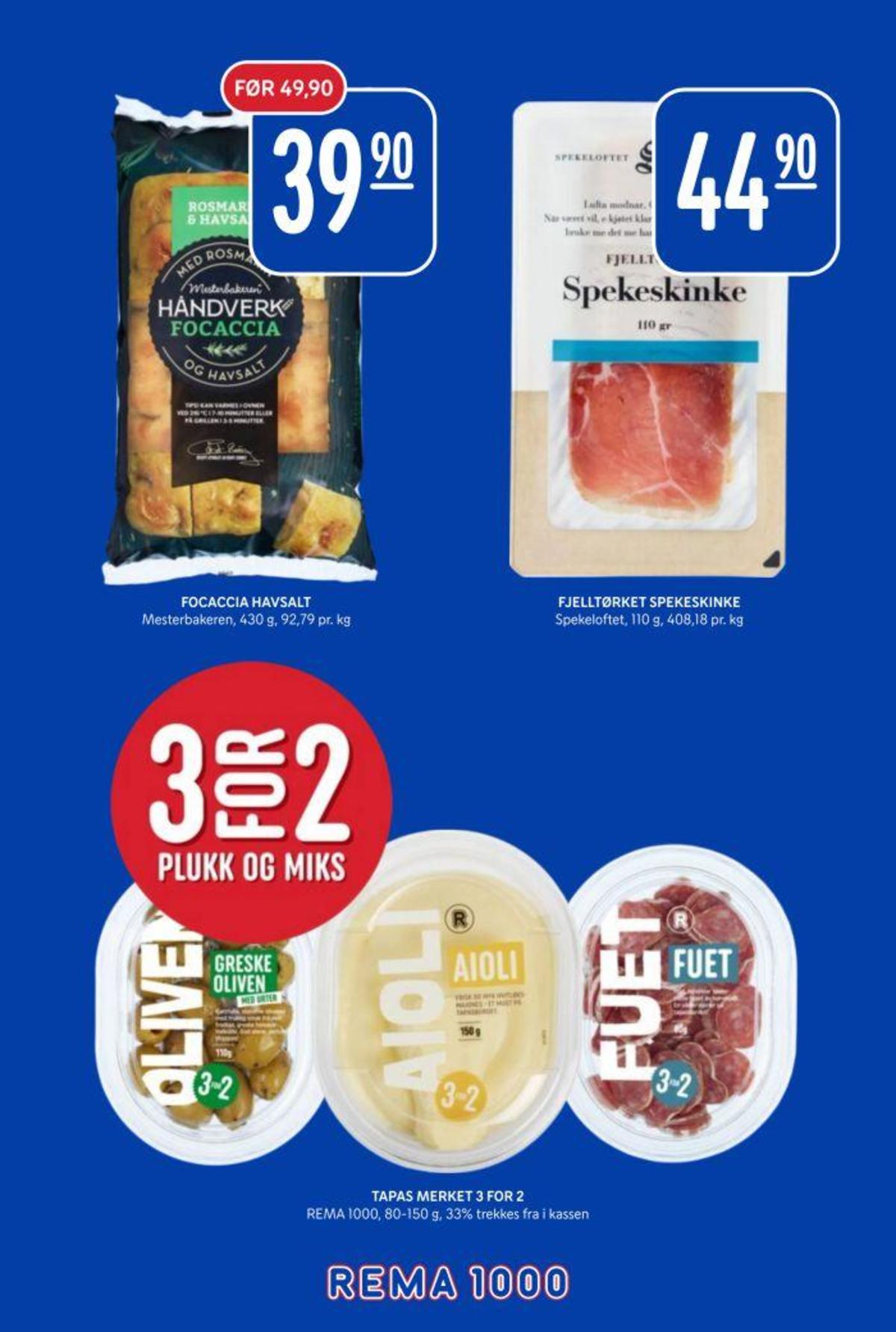 Se Rema 1000 kundeavis for uke 15 på Tilbudsuken.no. Se gode tilbud på mange varer, f.eks. focaccia mesterbakeren eller spekeskinke spekeloftet. Les kundeavisen her! Side 29